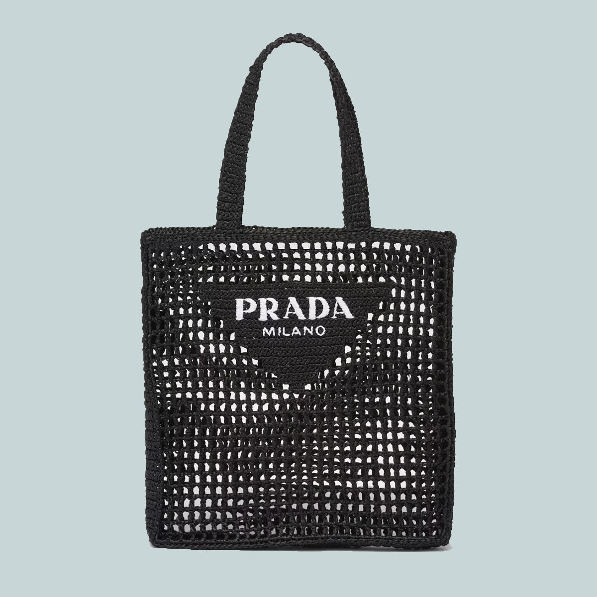 Crochet tote bag with logo black
