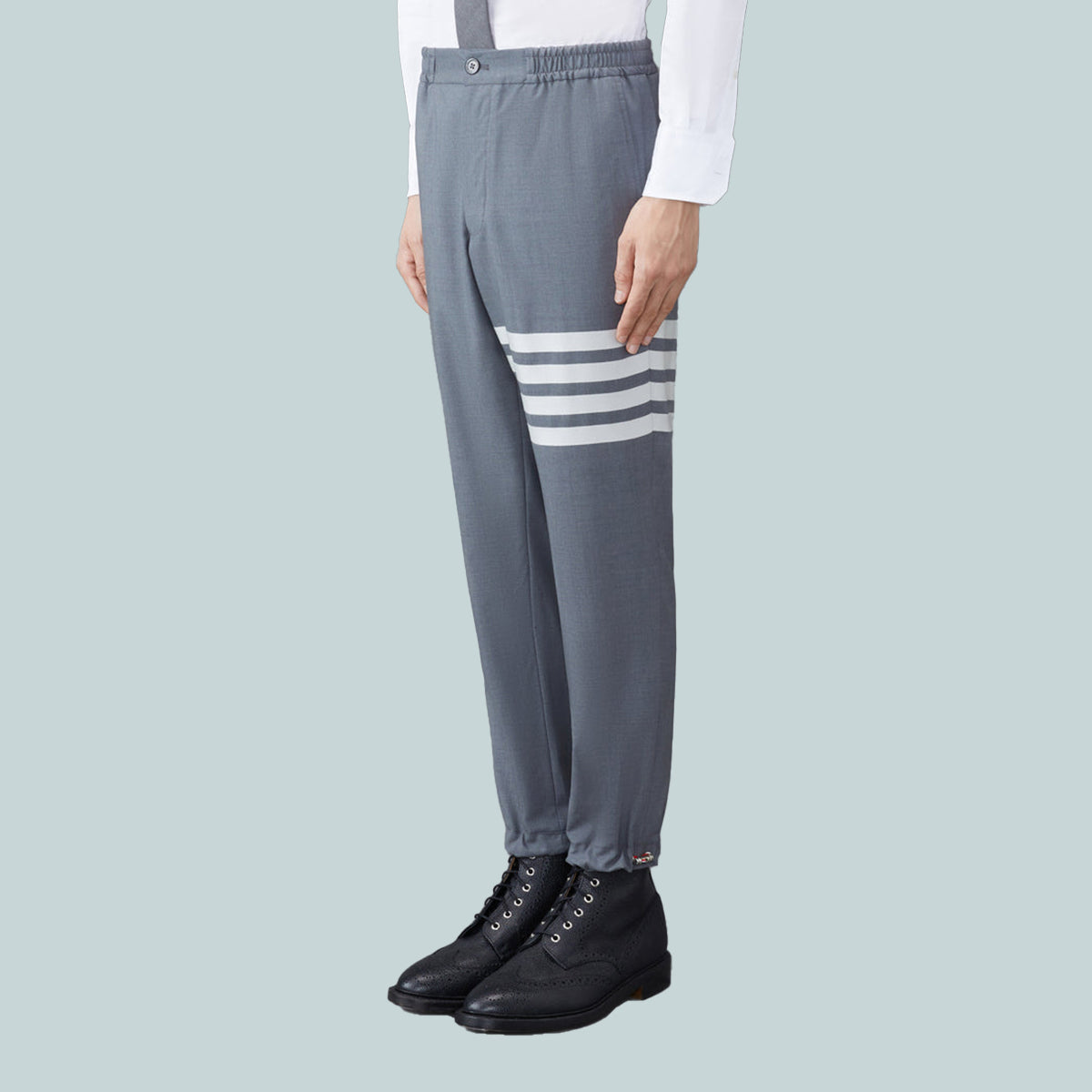 Plain Weave 4-Bar Sweatpants Grey