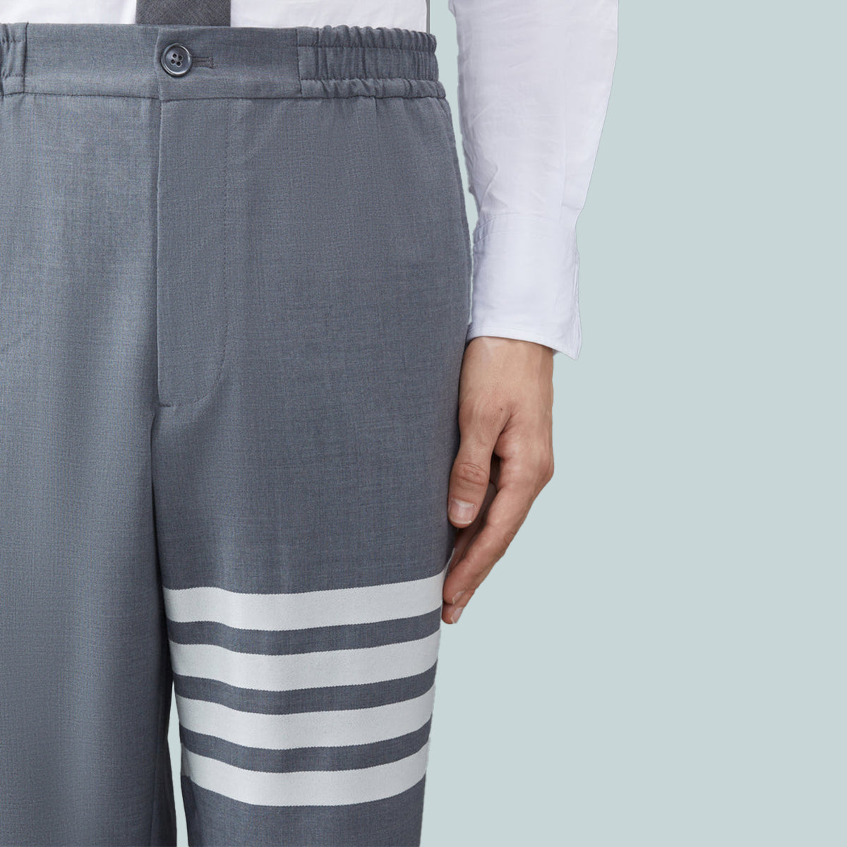 Plain Weave 4-Bar Sweatpants Grey