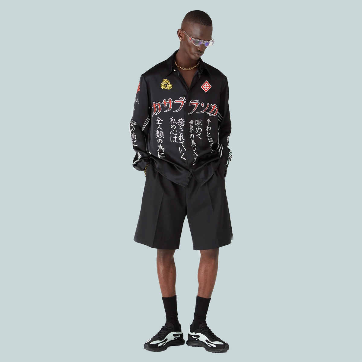Long Sleeve Silk Shirt Bosozuku Black