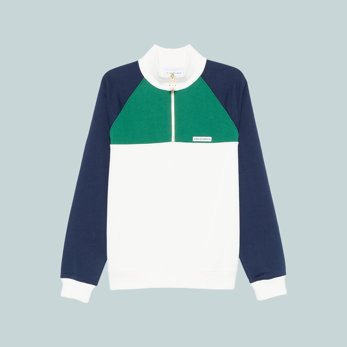 1/4 Zip Colourblock Sweatshirt White