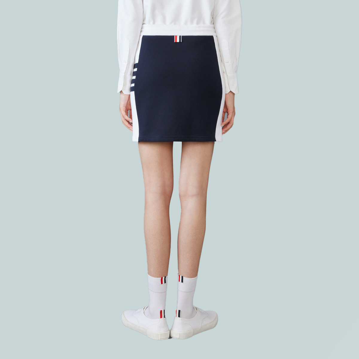 Classic 4-Bar Jersey Mini Skirt Colour Blocked Navy