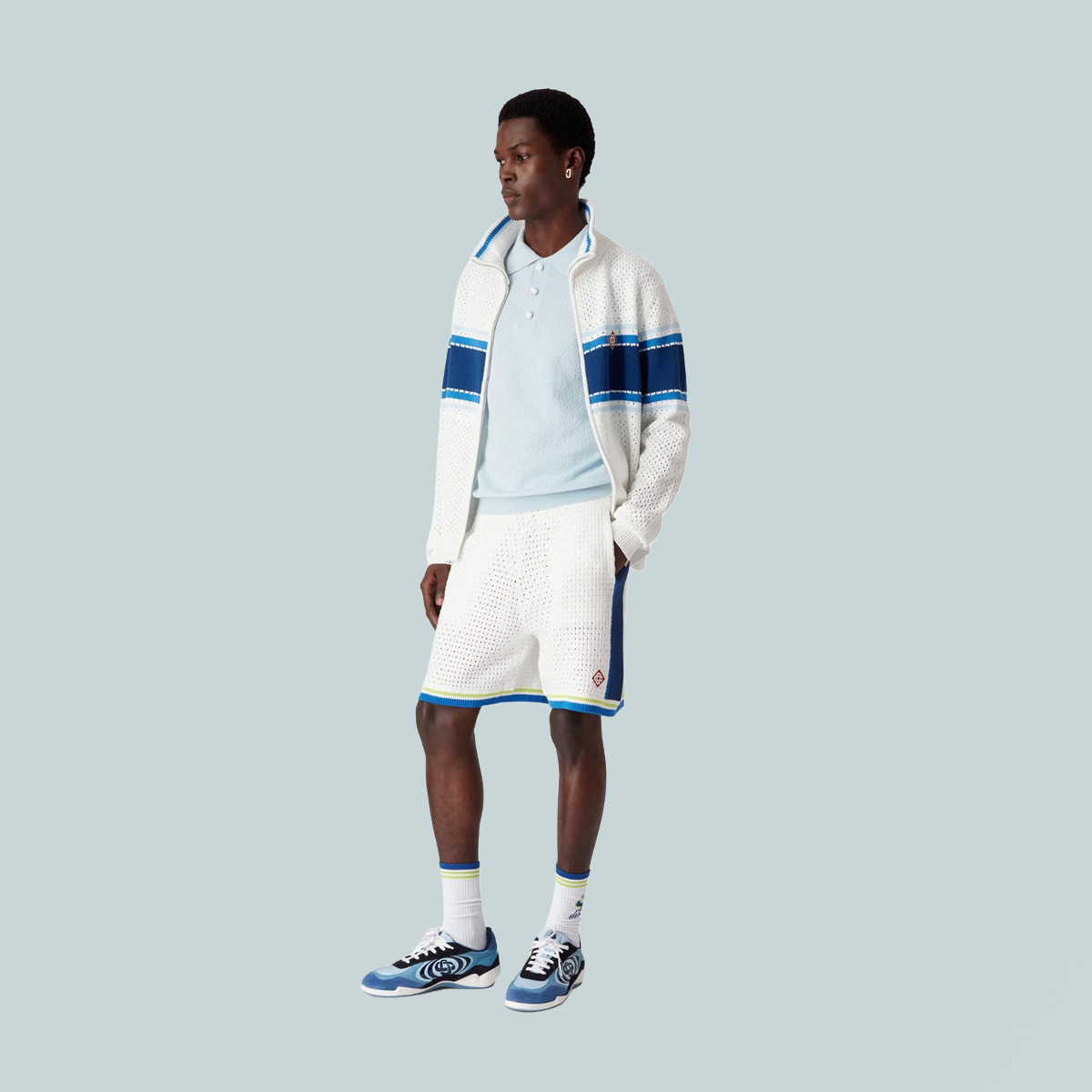 Crochet Shorts White / Blue