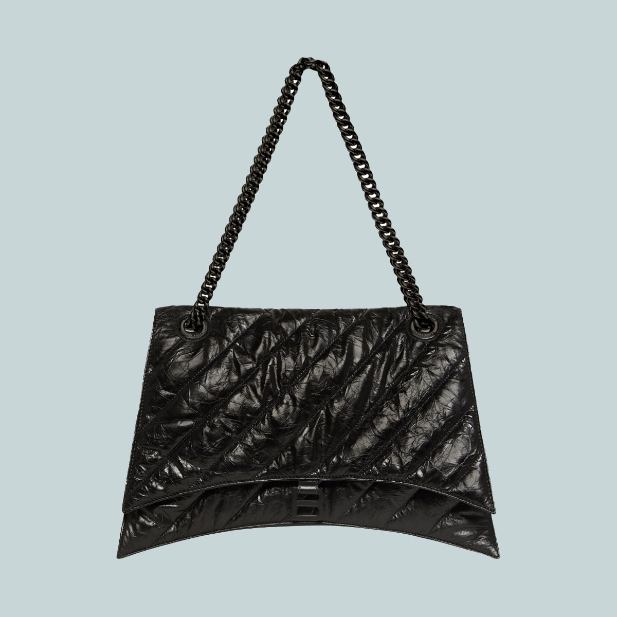 Crush large chain bag quilted in black