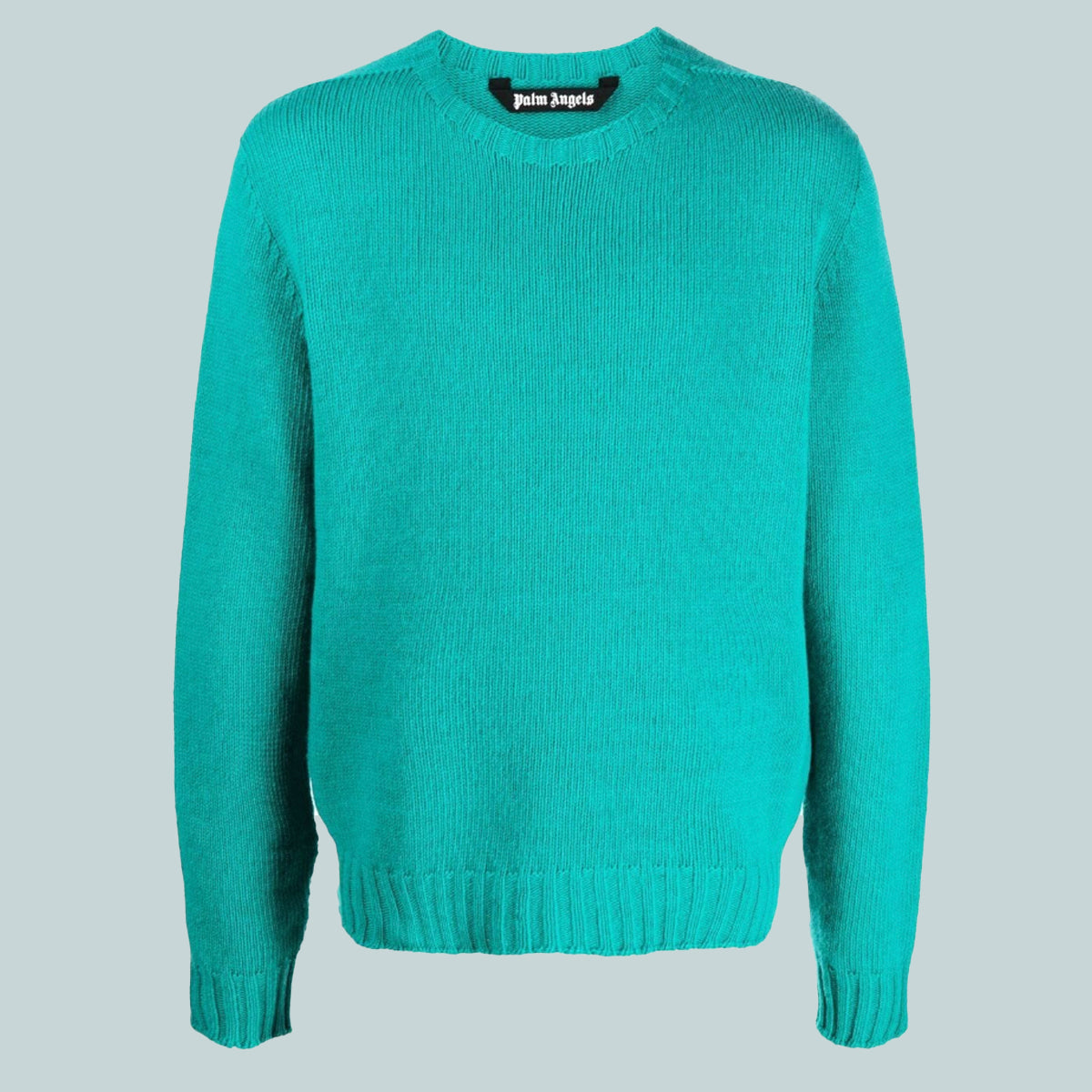 Curved Logo Sweater Rec Turquoise White