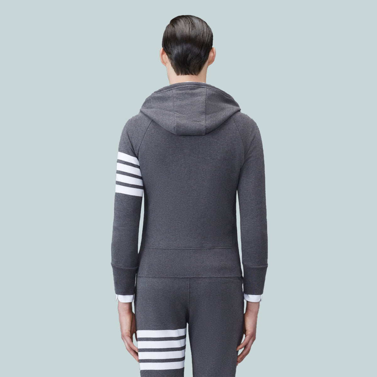 Classic Loopback 4-Bar Full Zip Hoodie Dark Grey