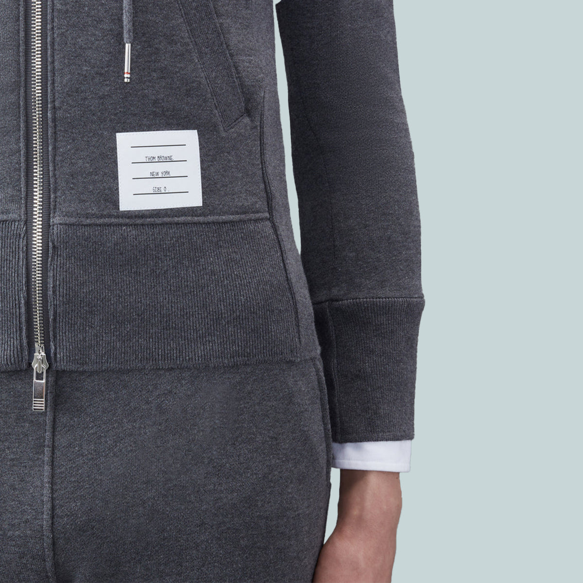 Classic Loopback 4-Bar Full Zip Hoodie Dark Grey