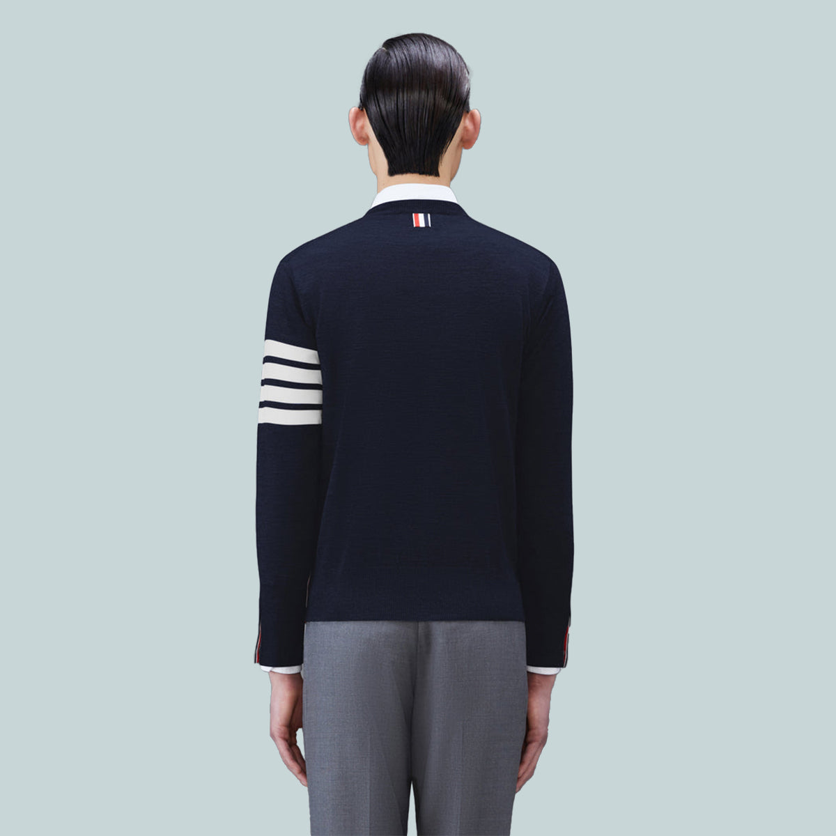 Wool 4-Bar Pullover Navy