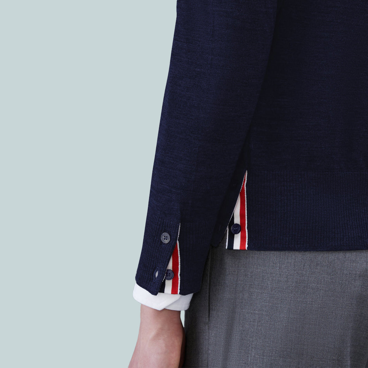 Wool 4-Bar Pullover Navy