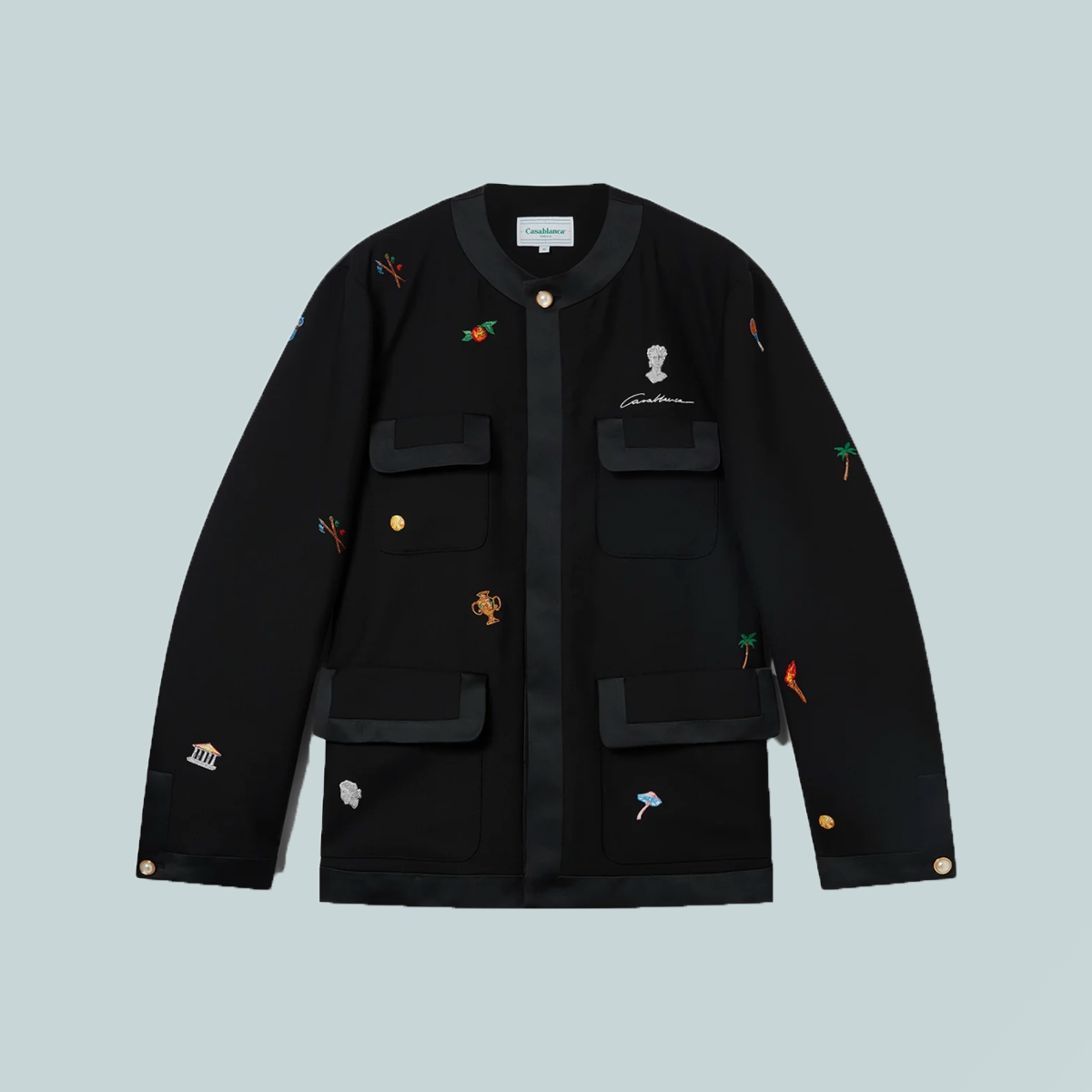 Embroidered Motif Relaxed Jacket Black