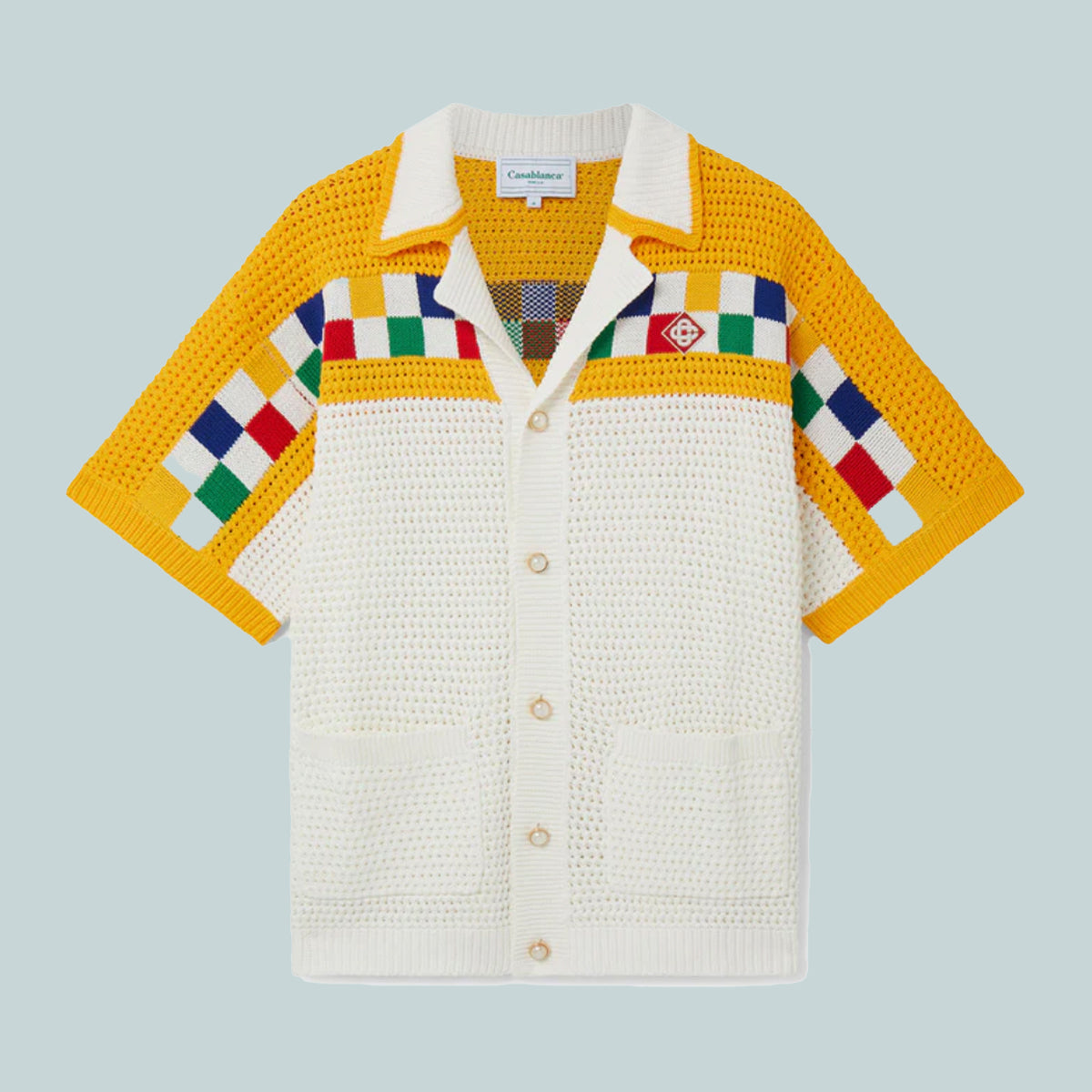 Faux Crochet Shirt Yellow