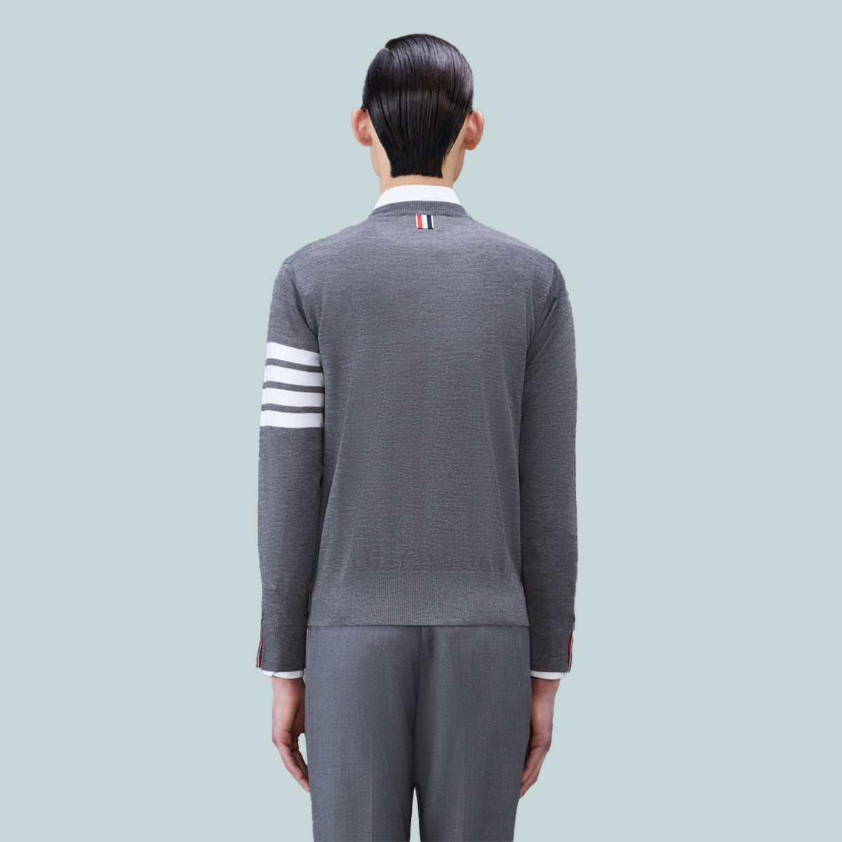 Wool 4-Bar Pullover Dark Grey