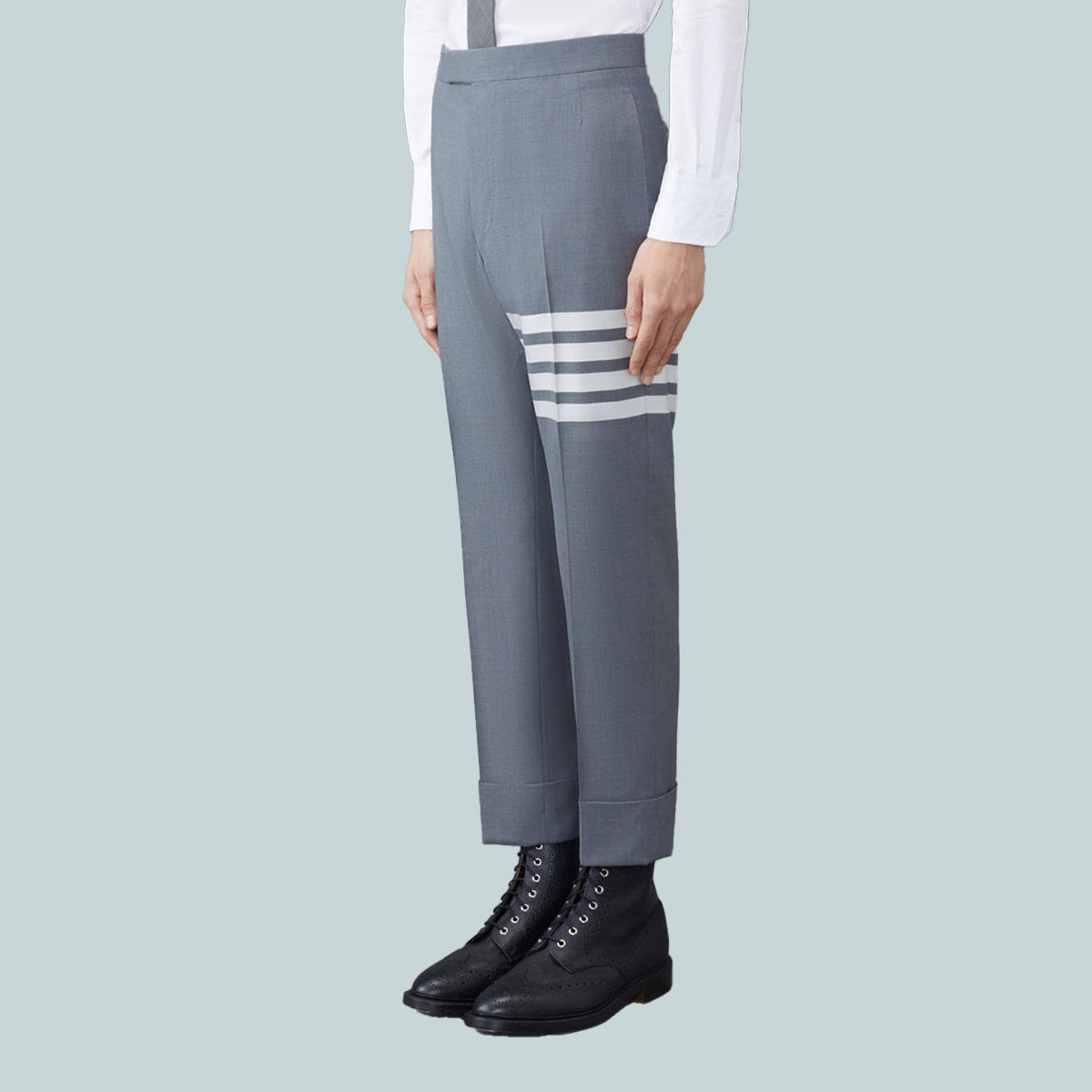 Plain Weave 4-Bar Trousers Grey