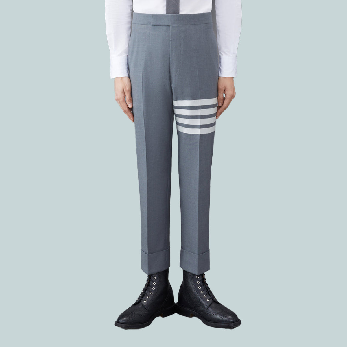 Plain Weave 4-Bar Trousers Grey