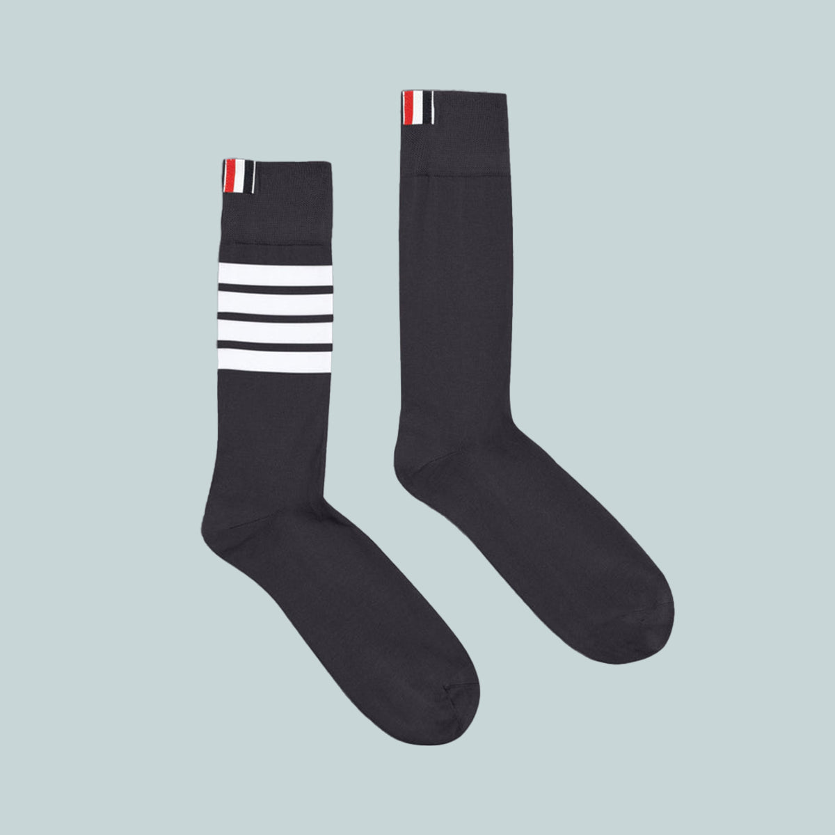 Lightweight Cotton 4-bar Mid Calf Socks Navy