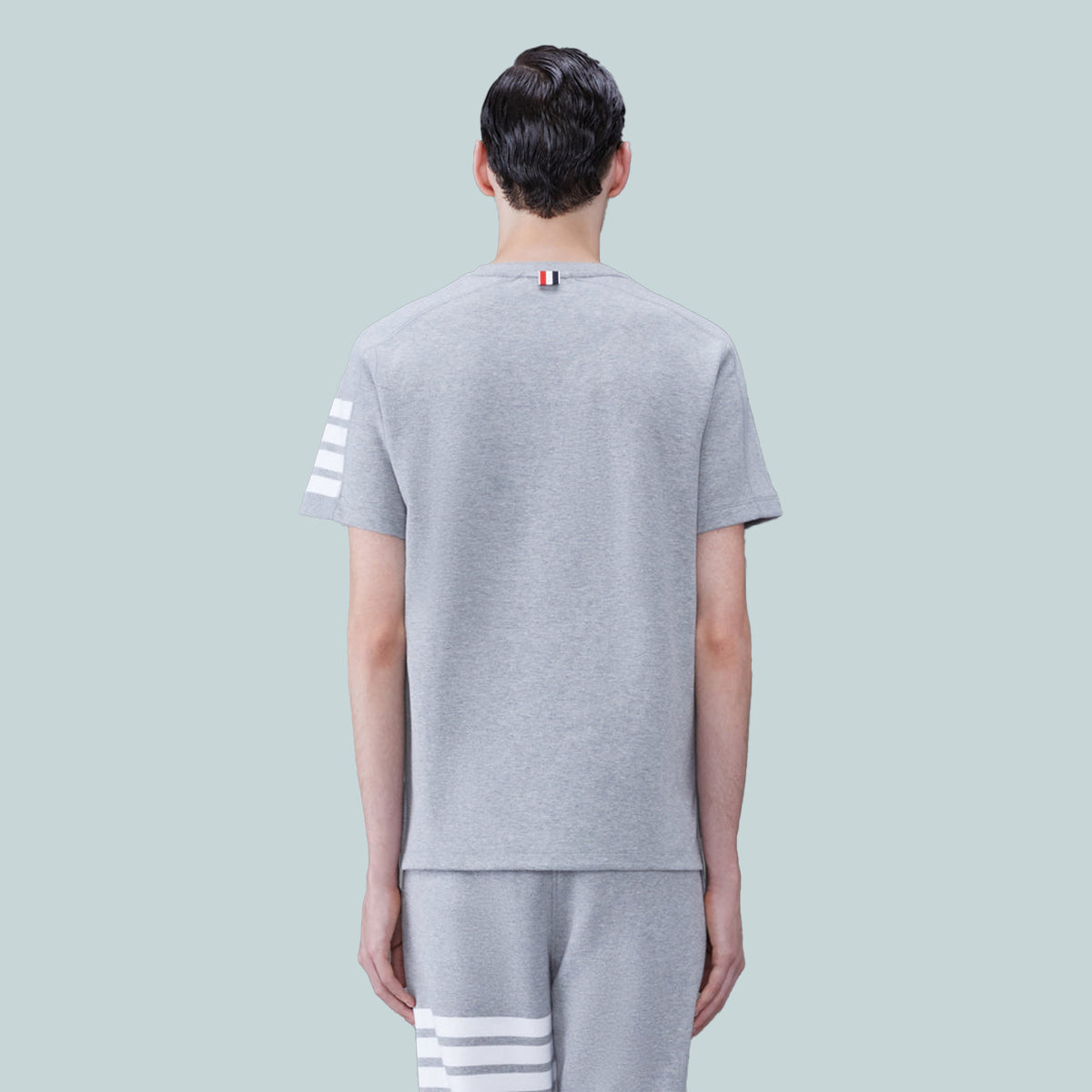 Cotton 4-Bar Short Sleeve T-Shirt Grey