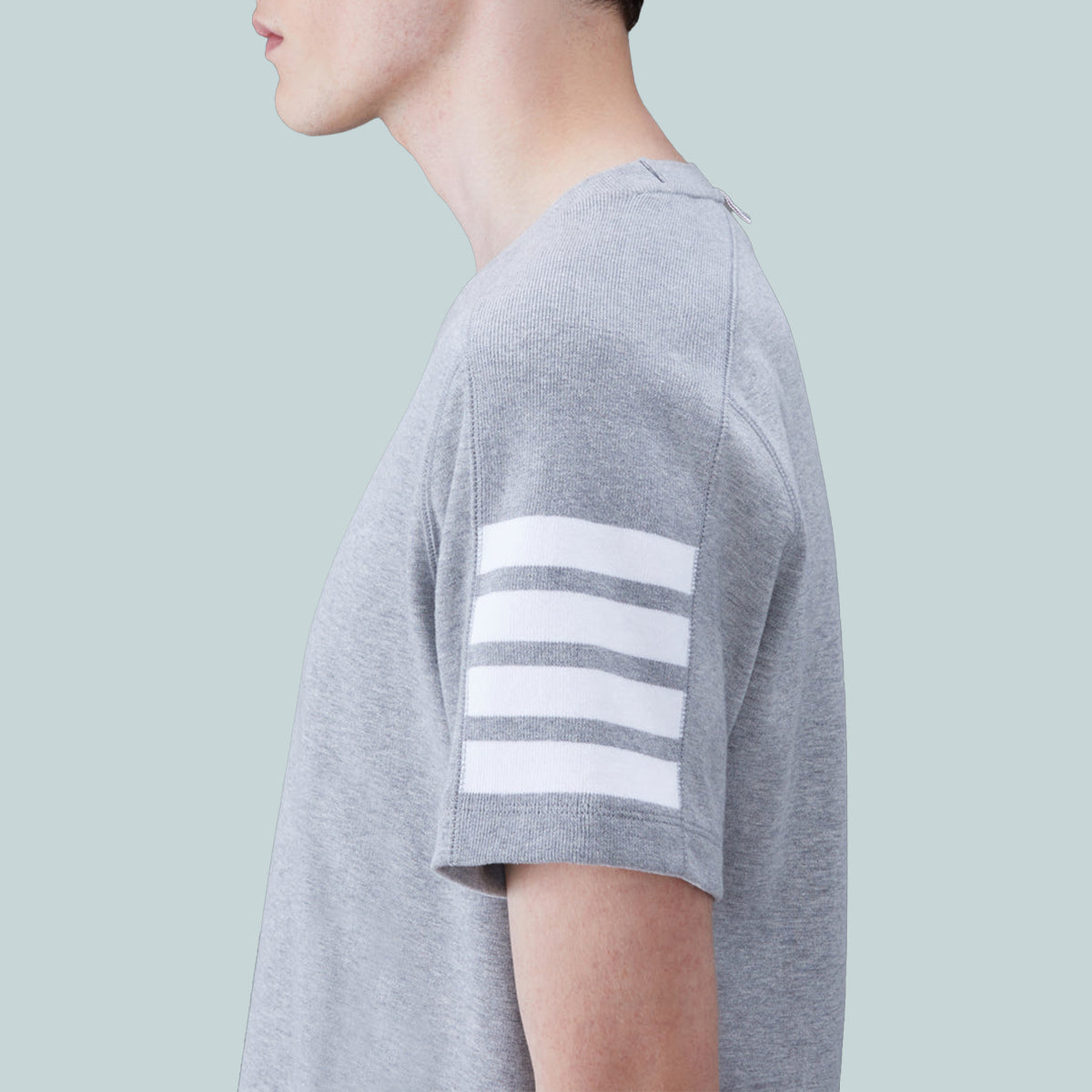 Cotton 4-Bar Short Sleeve T-Shirt Grey