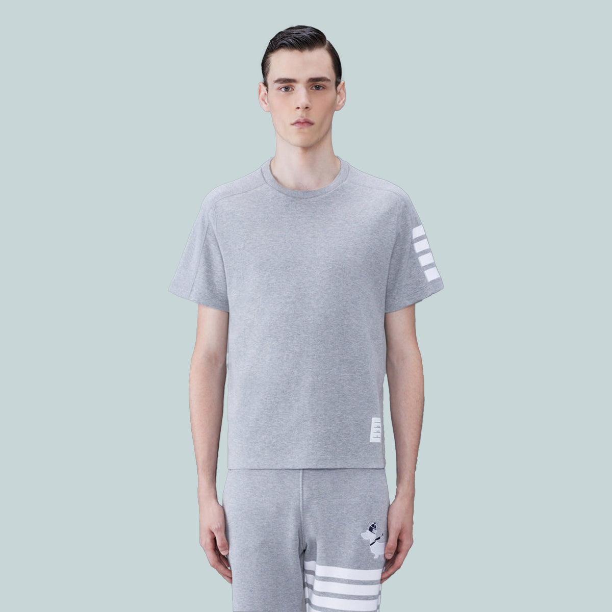 Cotton 4-Bar Short Sleeve T-Shirt Grey