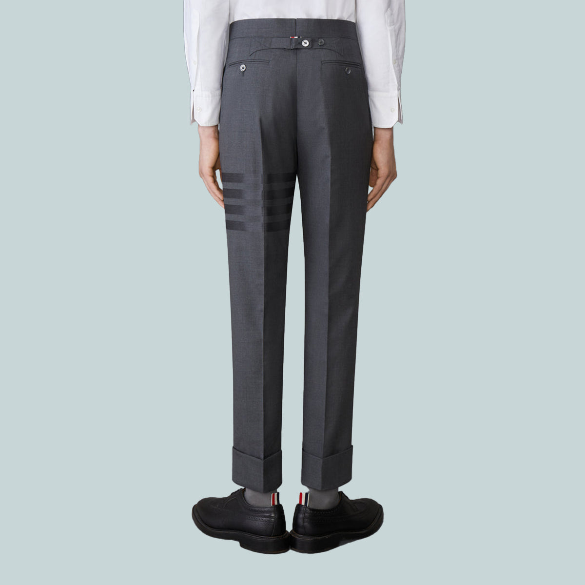 Plain Weave Suiting 4-Bar Classic Backstrap Trousers Tonal Grey