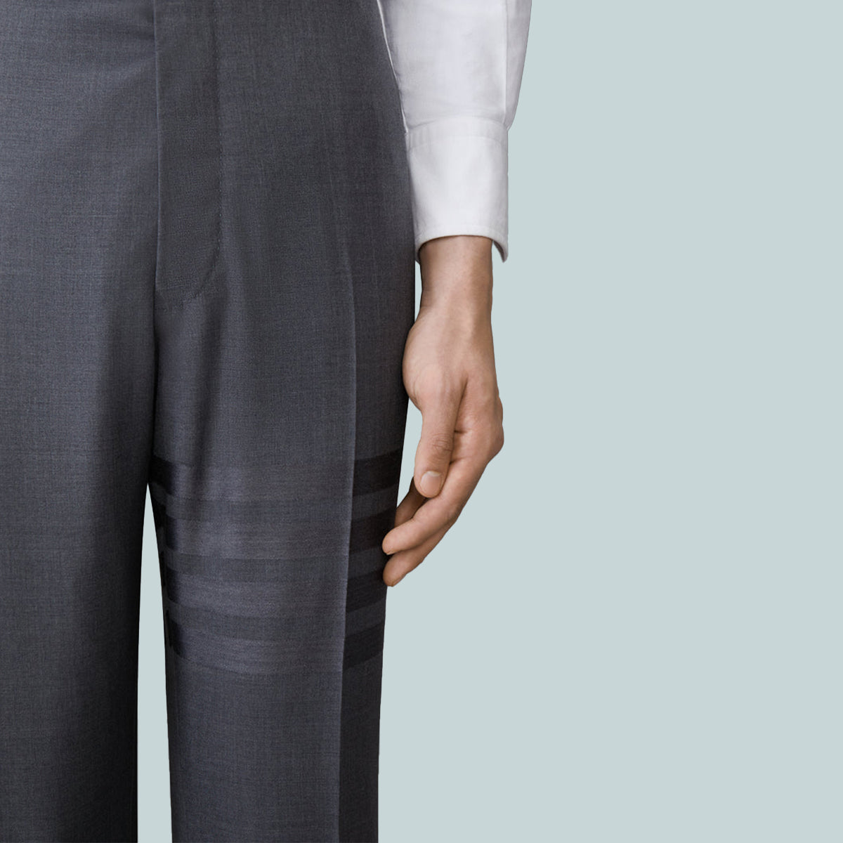 Plain Weave Suiting 4-Bar Classic Backstrap Trousers Tonal Grey