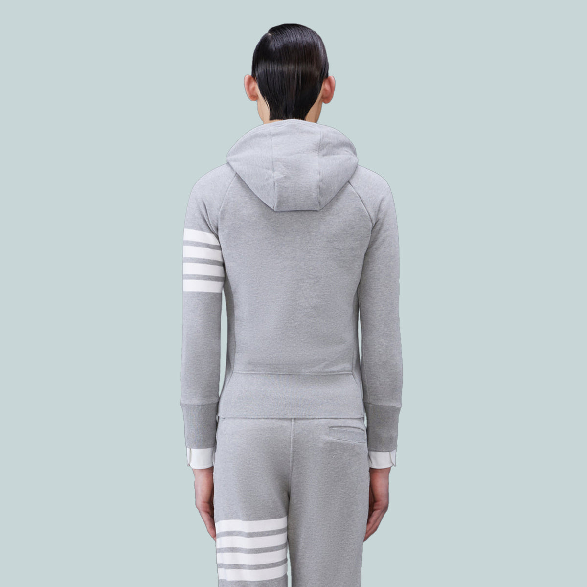 Classic Loopback 4-Bar Full Zip Hoodie Grey