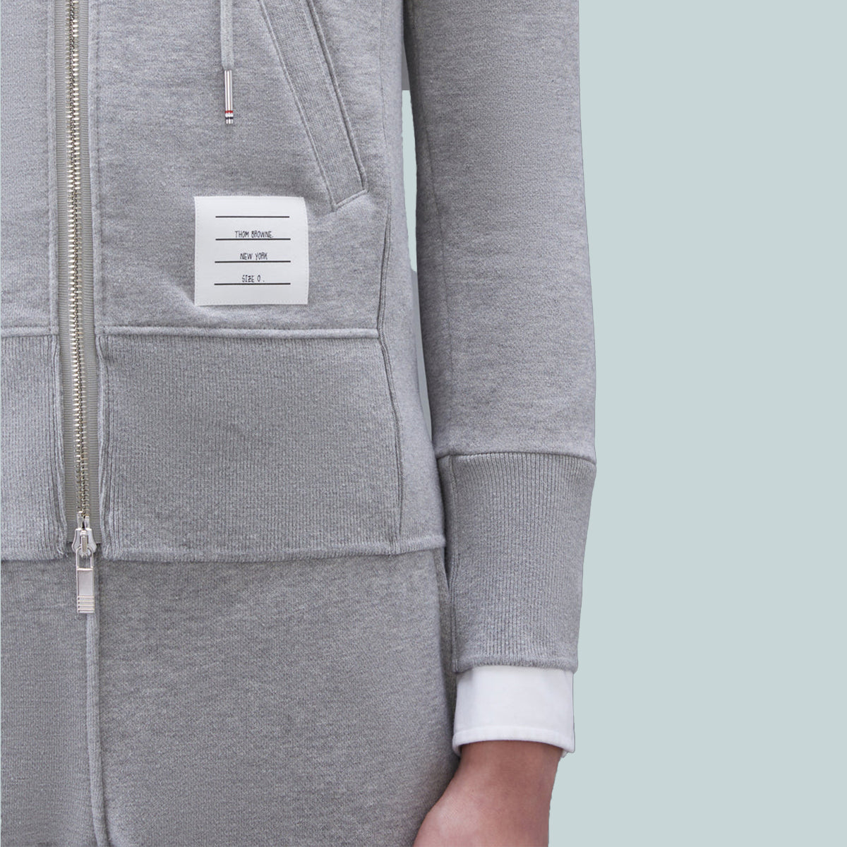 Classic Loopback 4-Bar Full Zip Hoodie Grey