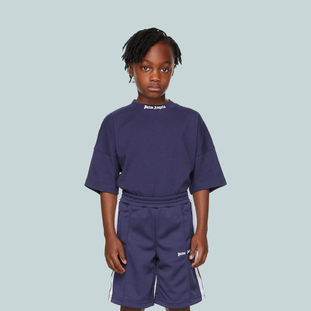 Kids logo track shorts navy