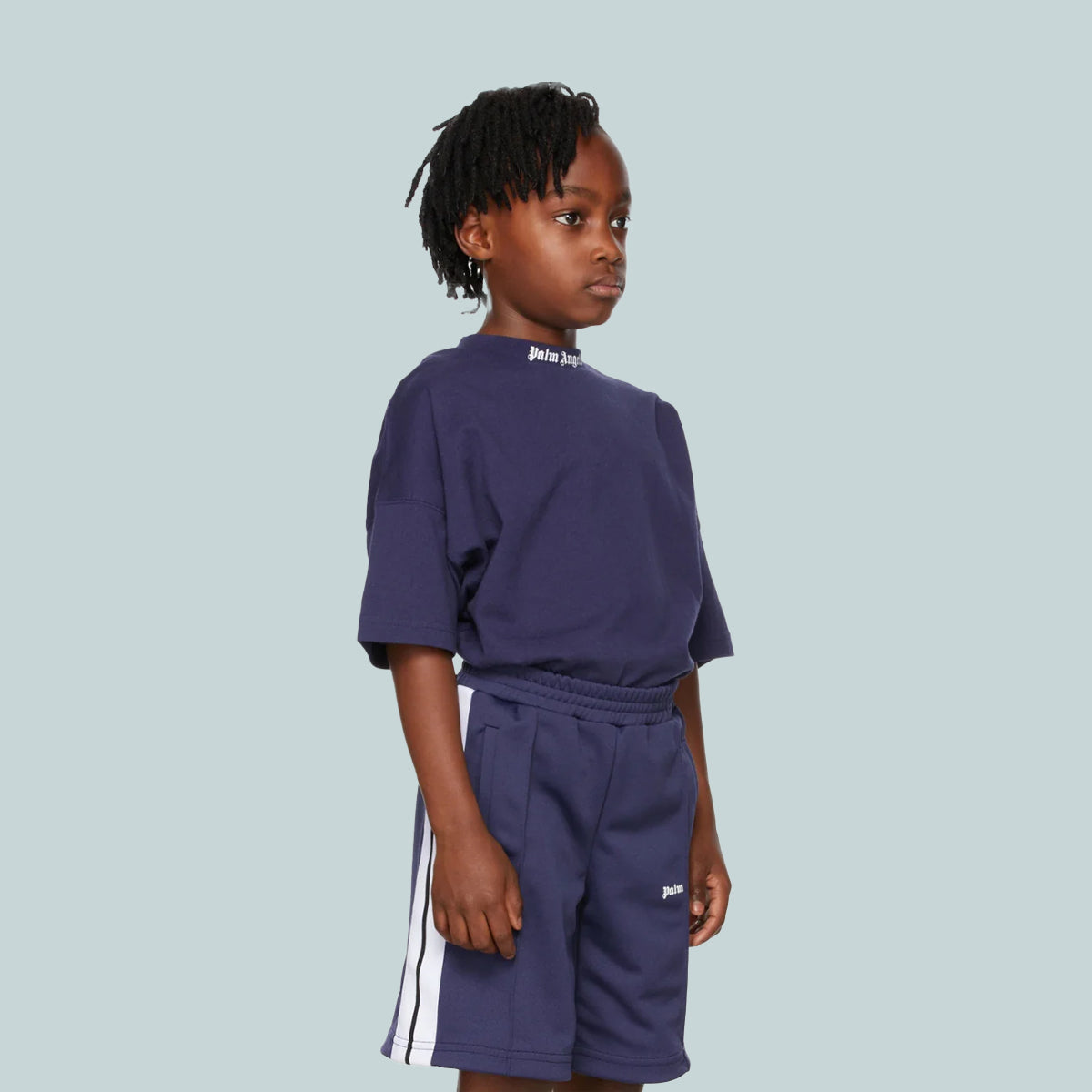 Kids logo track shorts navy