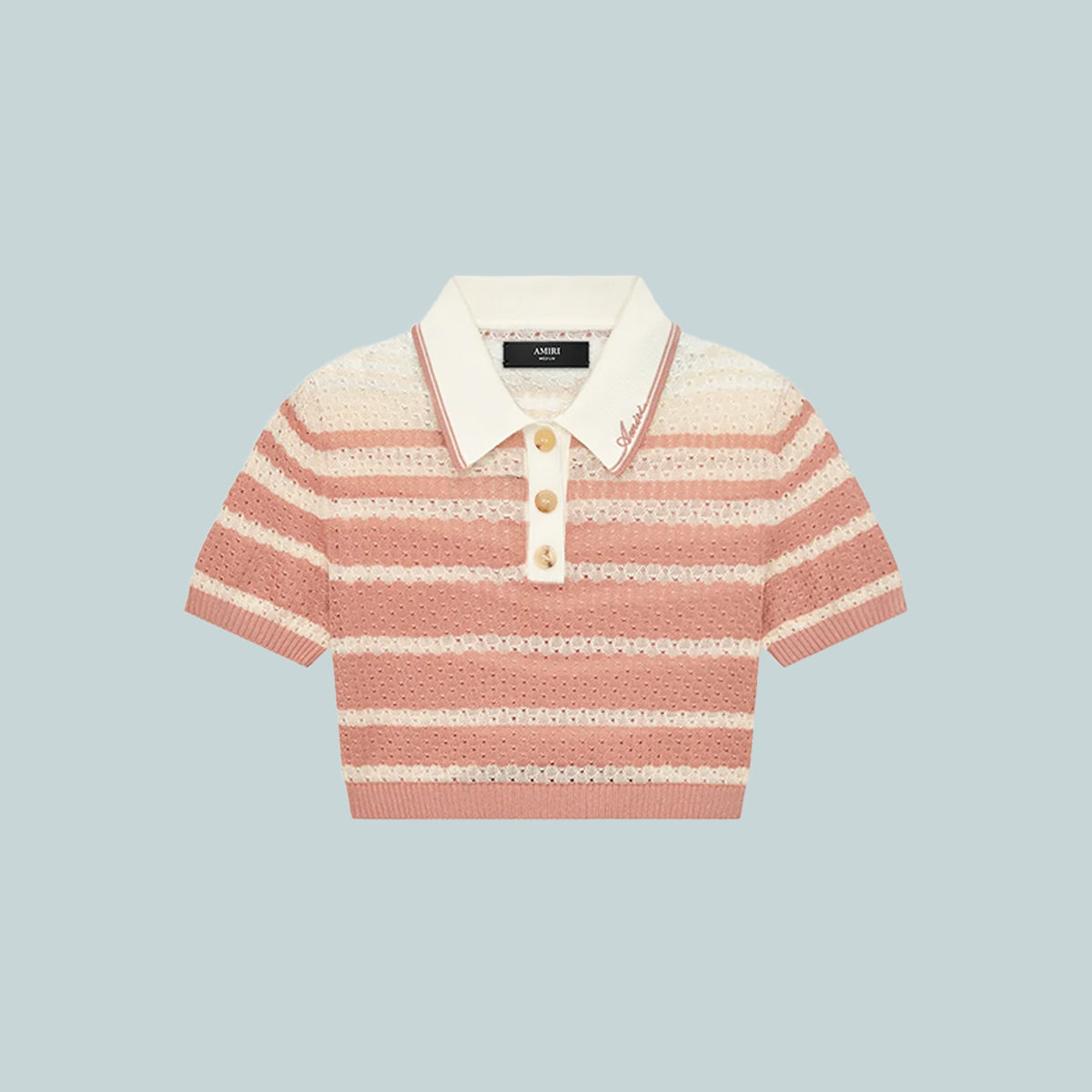 Stripe Cropped Polo Dusk Pink