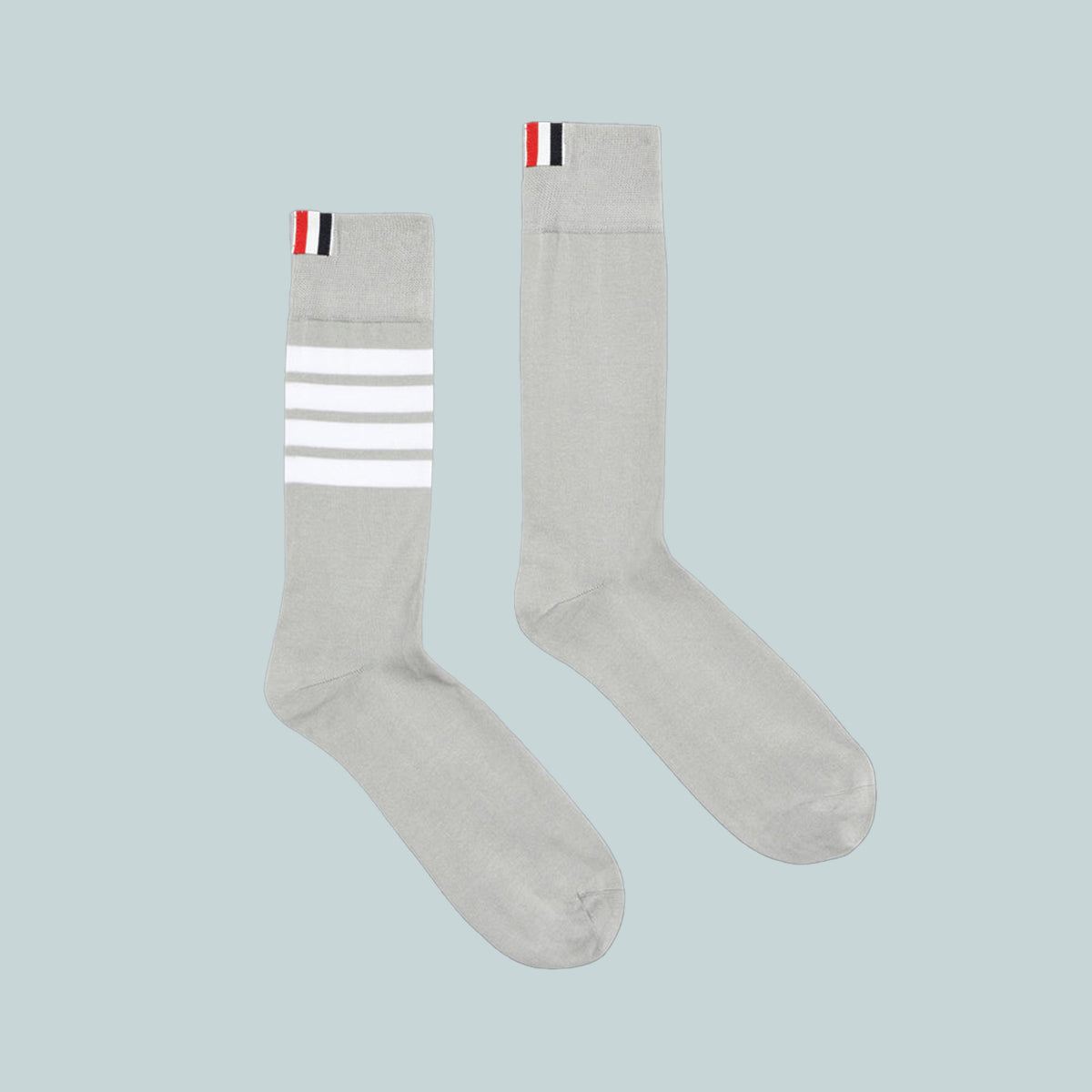 Lightweight Cotton 4-bar Mid Calf Socks Grey