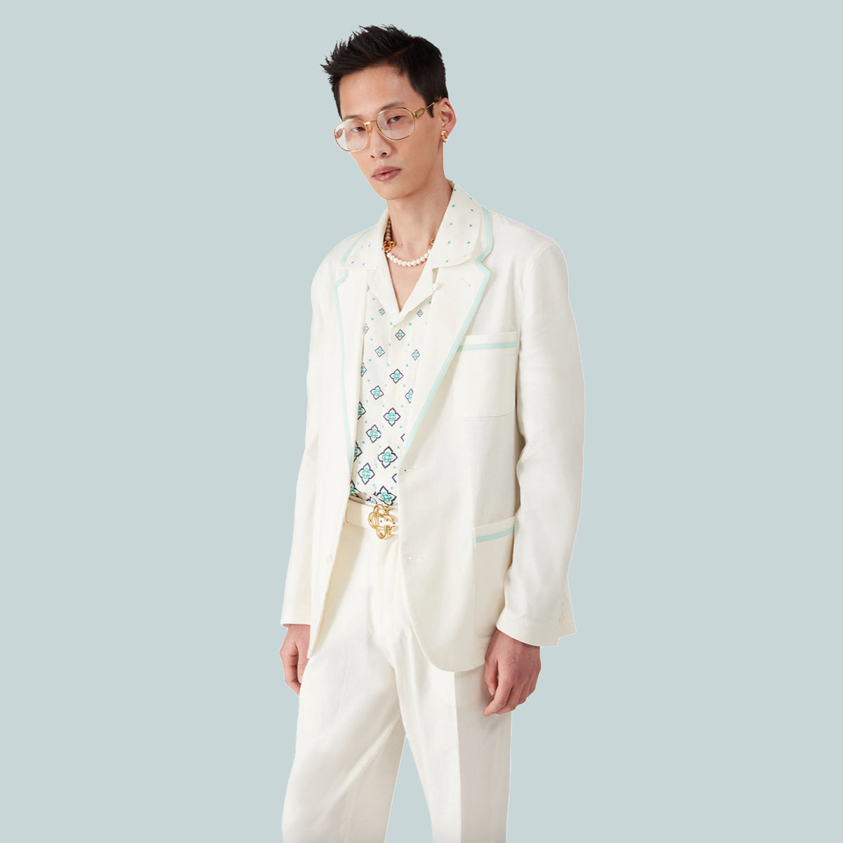 Linen Single Breasted Jacket White