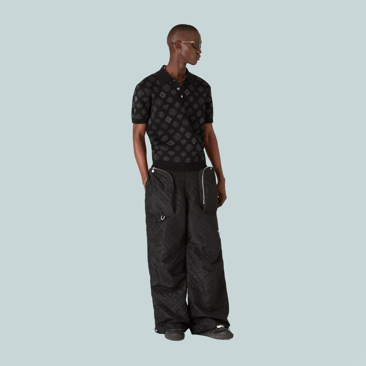 City Jacquard Polo Black