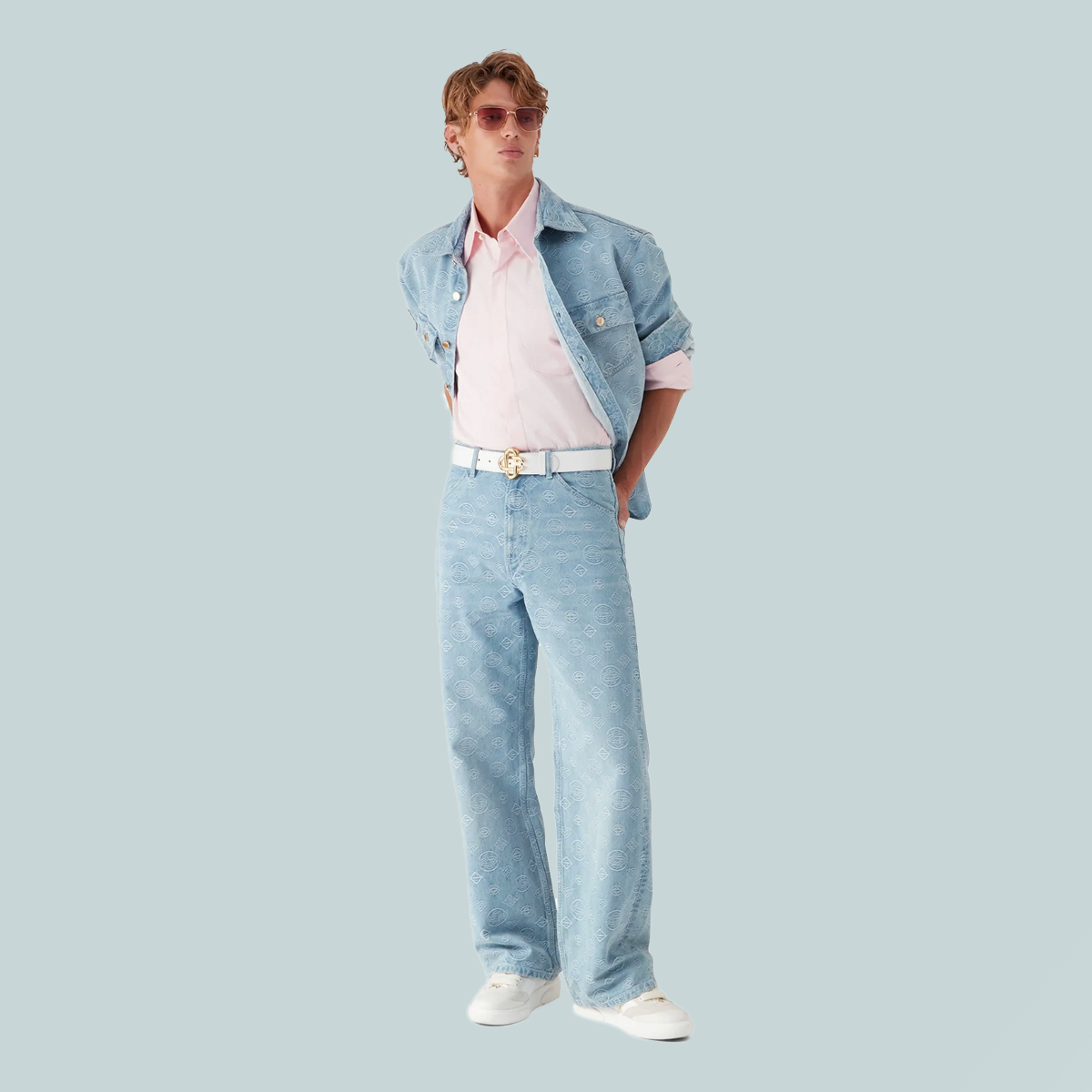 Relaxed-Fit Monogram Jeans Bleached