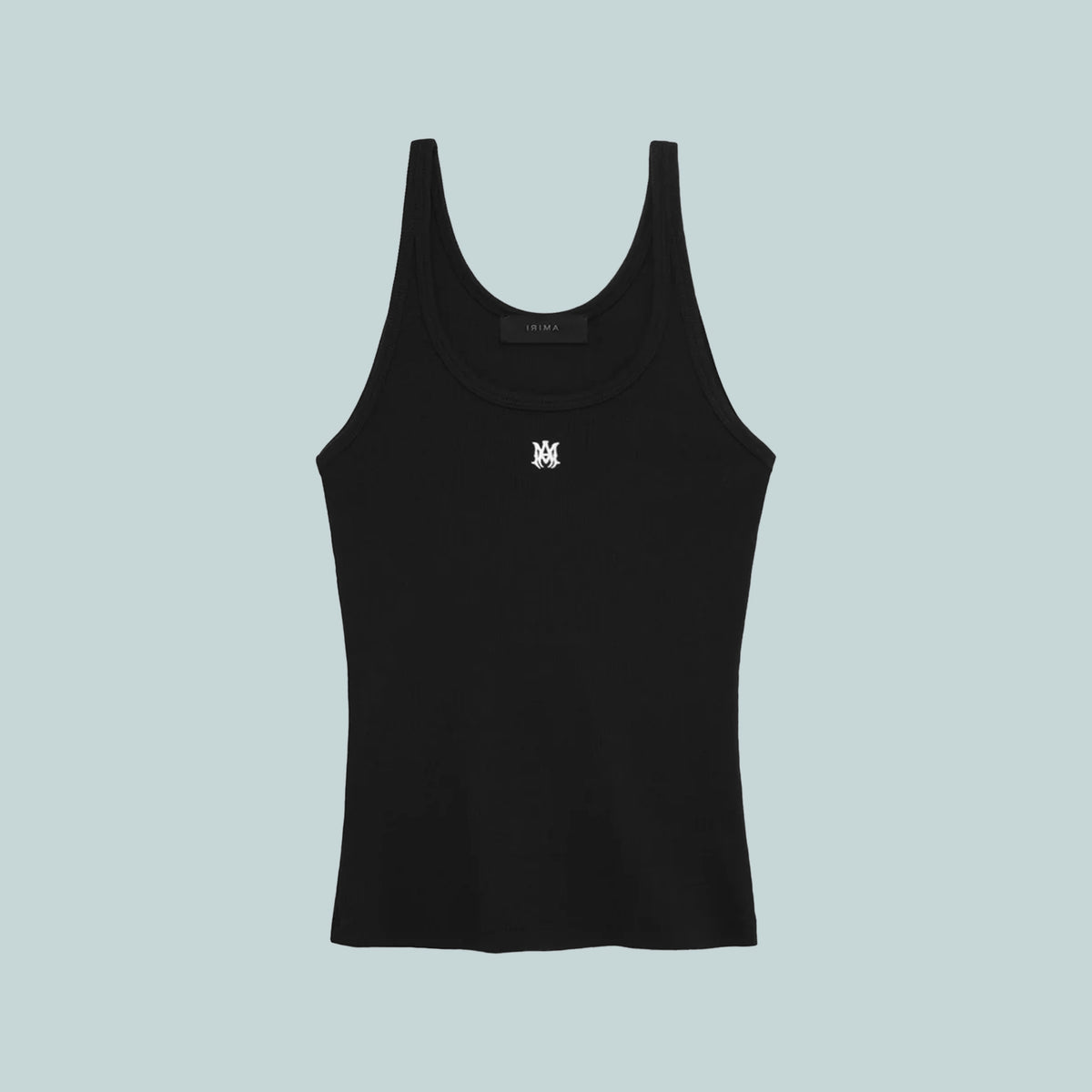 MA Embroidered Ribbed Tank Black