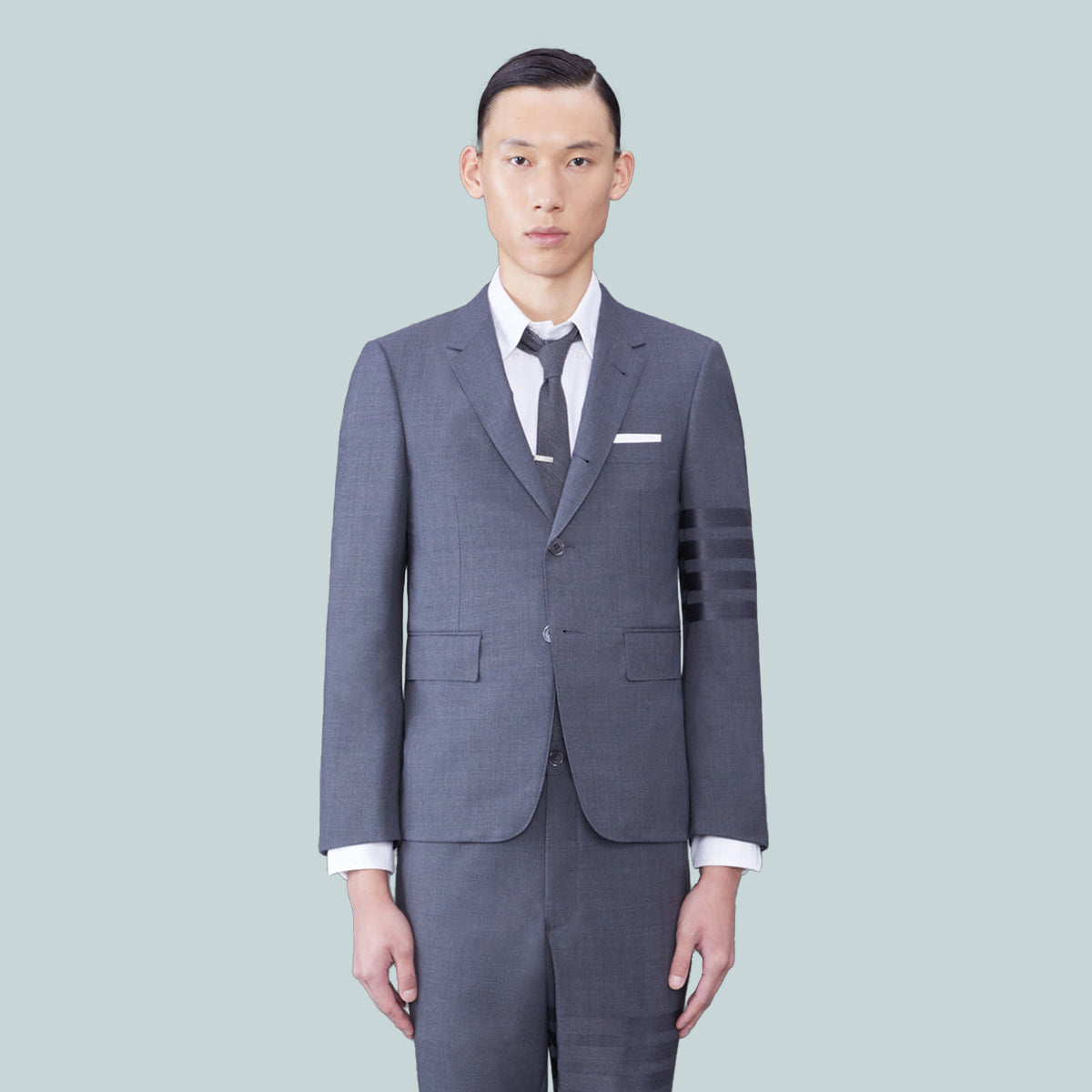 Plain Weave Suiting 4-Bar Classic Sport Coat Tonal Grey