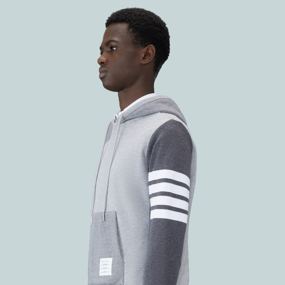 Classic Loopback 4-Bar Hoodie Half Grey