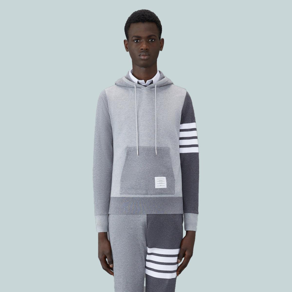 Classic Loopback 4-Bar Hoodie Half Grey