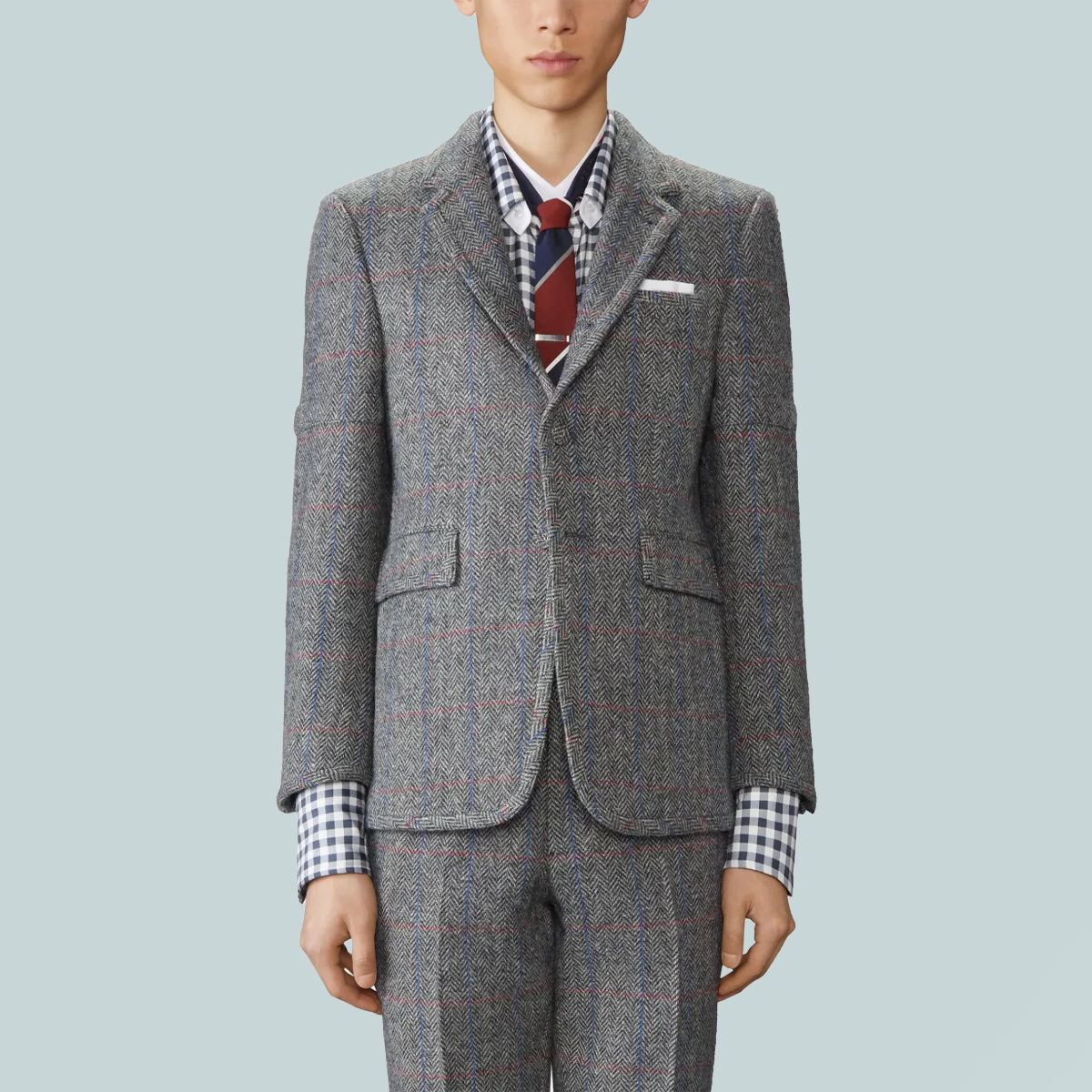 Wide Shoulder Self Tipping And Self Armband In Hunting Tweed