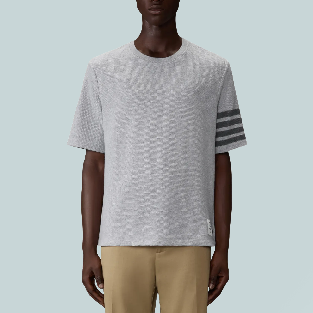 Textured Pique T-Shirt Pale Grey