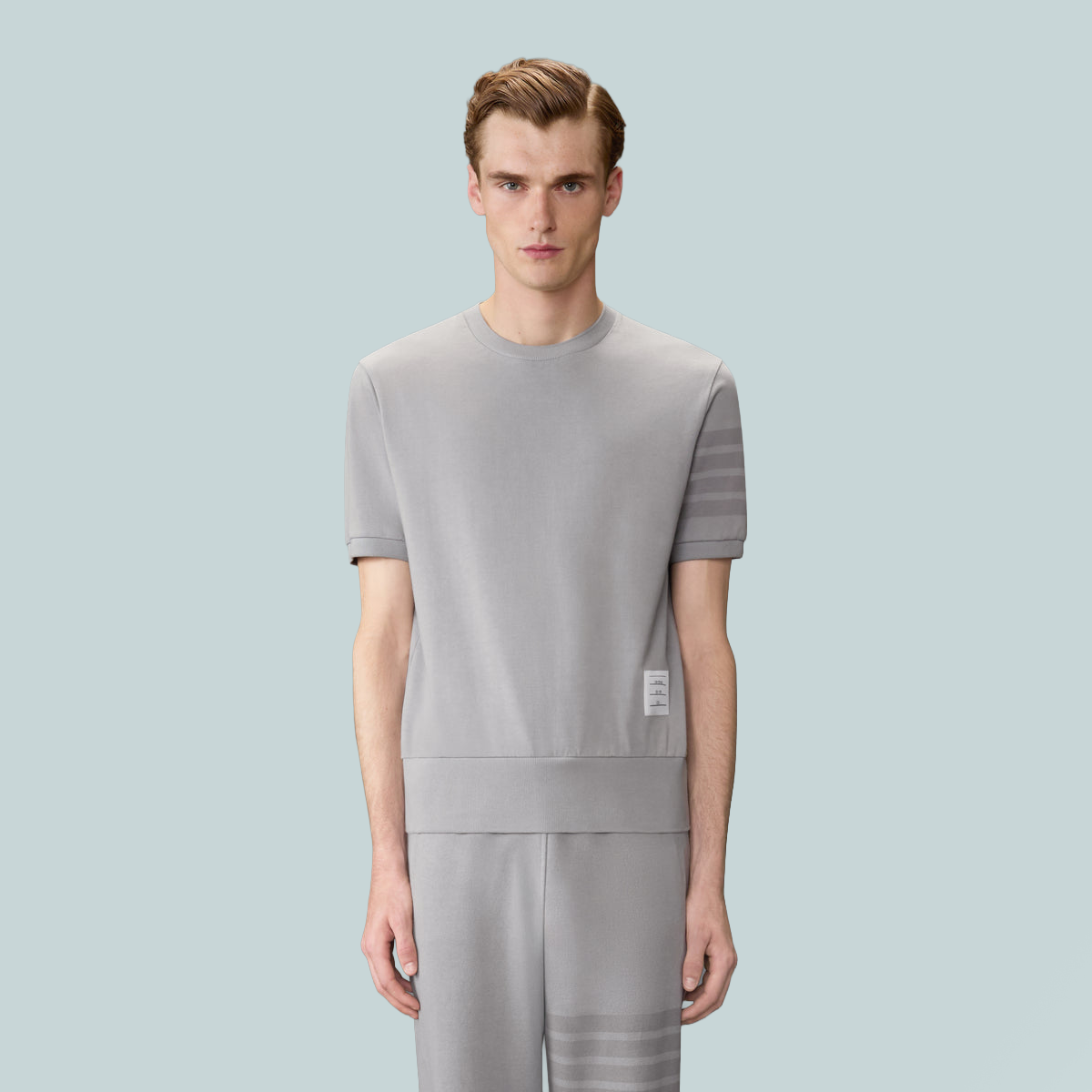 Cotton Jersey 4-Bar Tee Light Grey