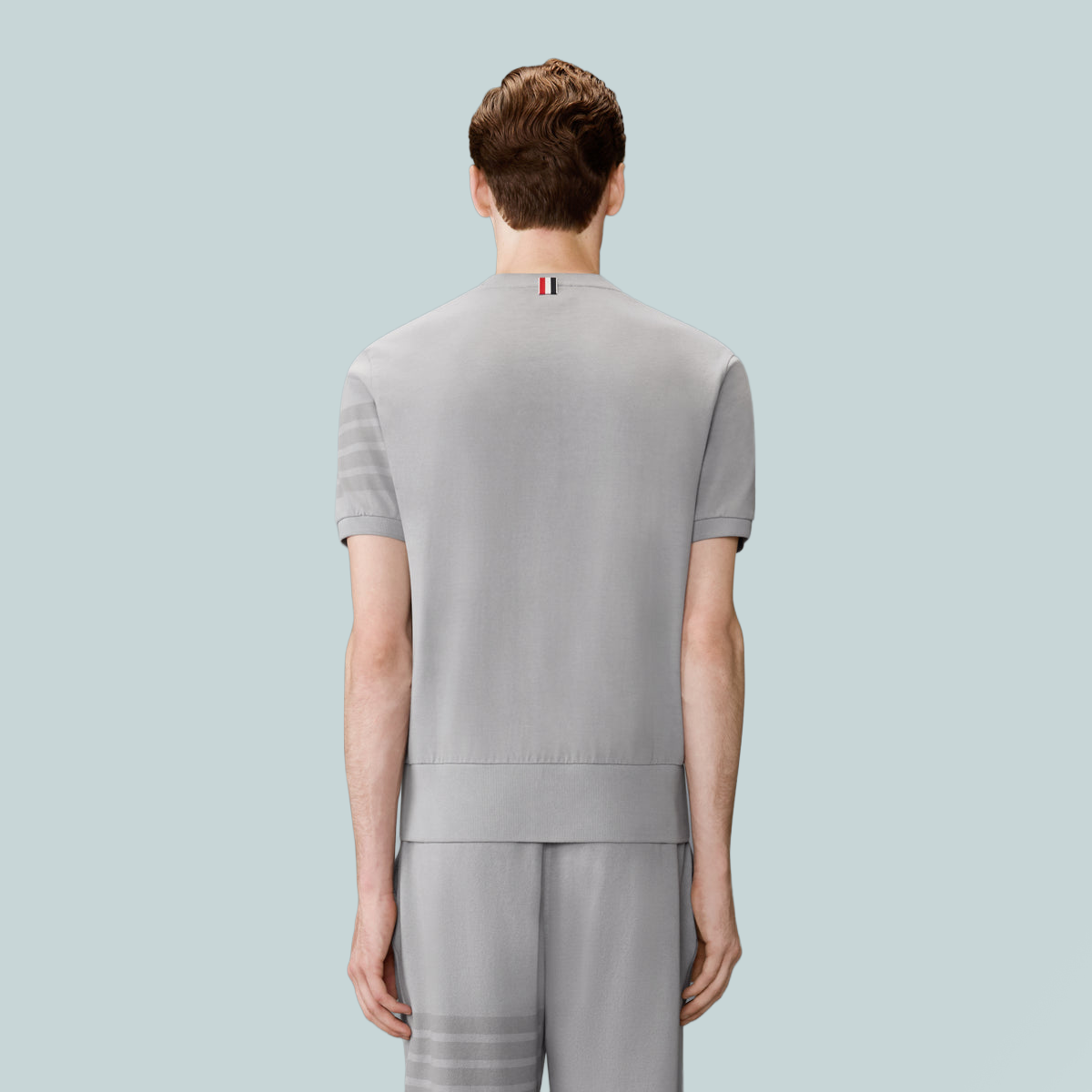 Cotton Jersey 4-Bar Tee Light Grey