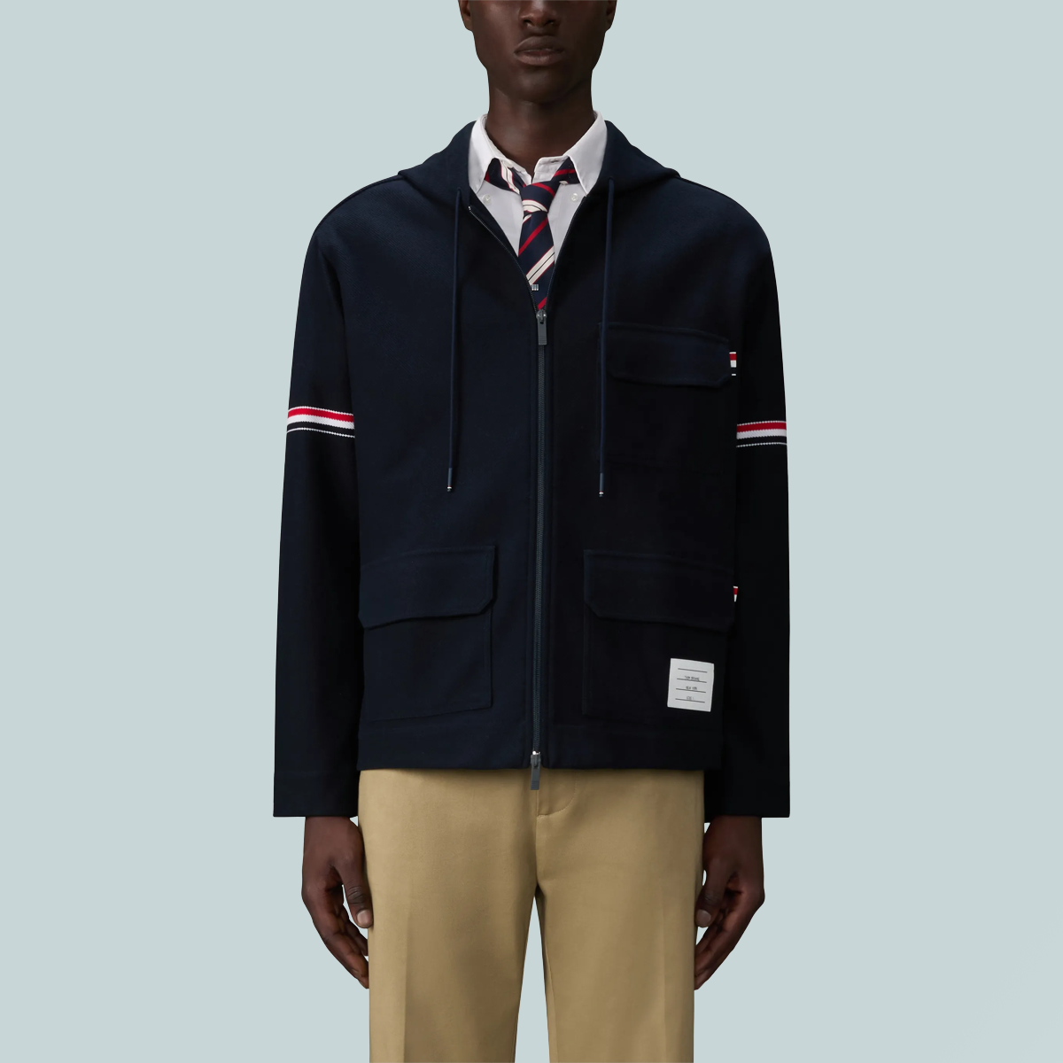 Double Face Tech Twill Oversized Armband Parka Navy