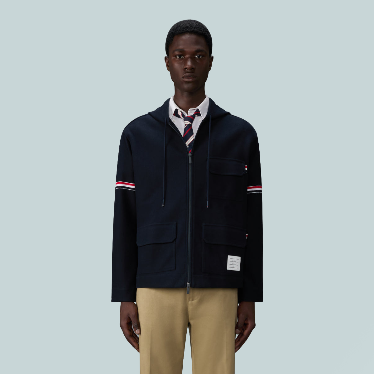 Double Face Tech Twill Oversized Armband Parka Navy