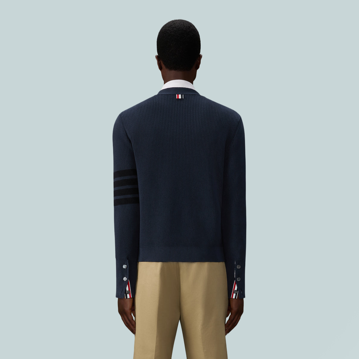 Garment Dyed 4-Bar Cardigan Navy