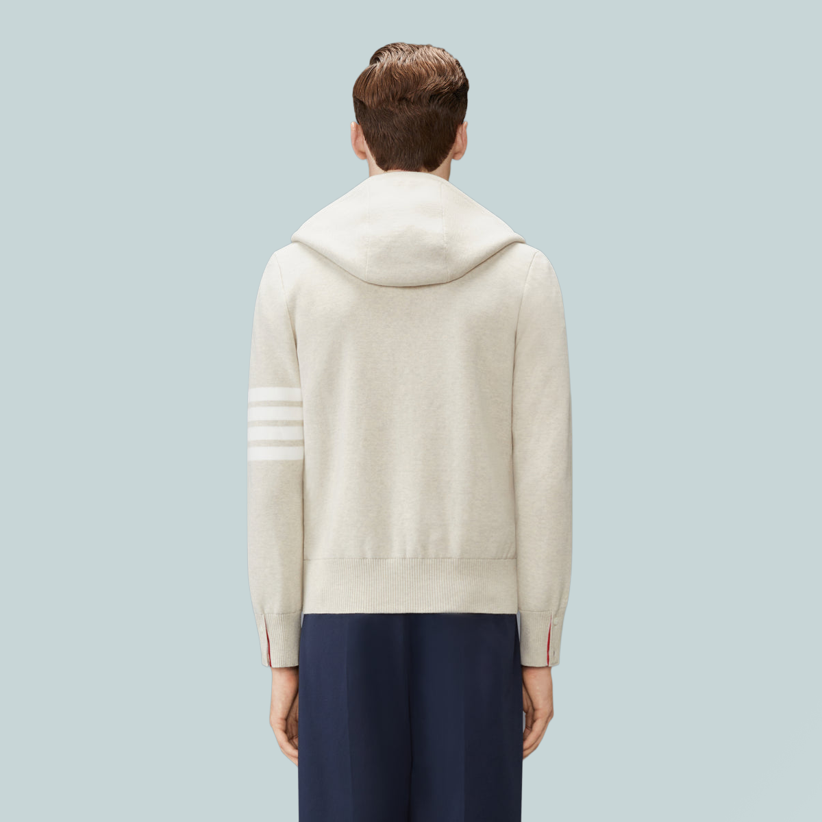 Milano Stitch 4-Bar Zip Up Hoodie Beige