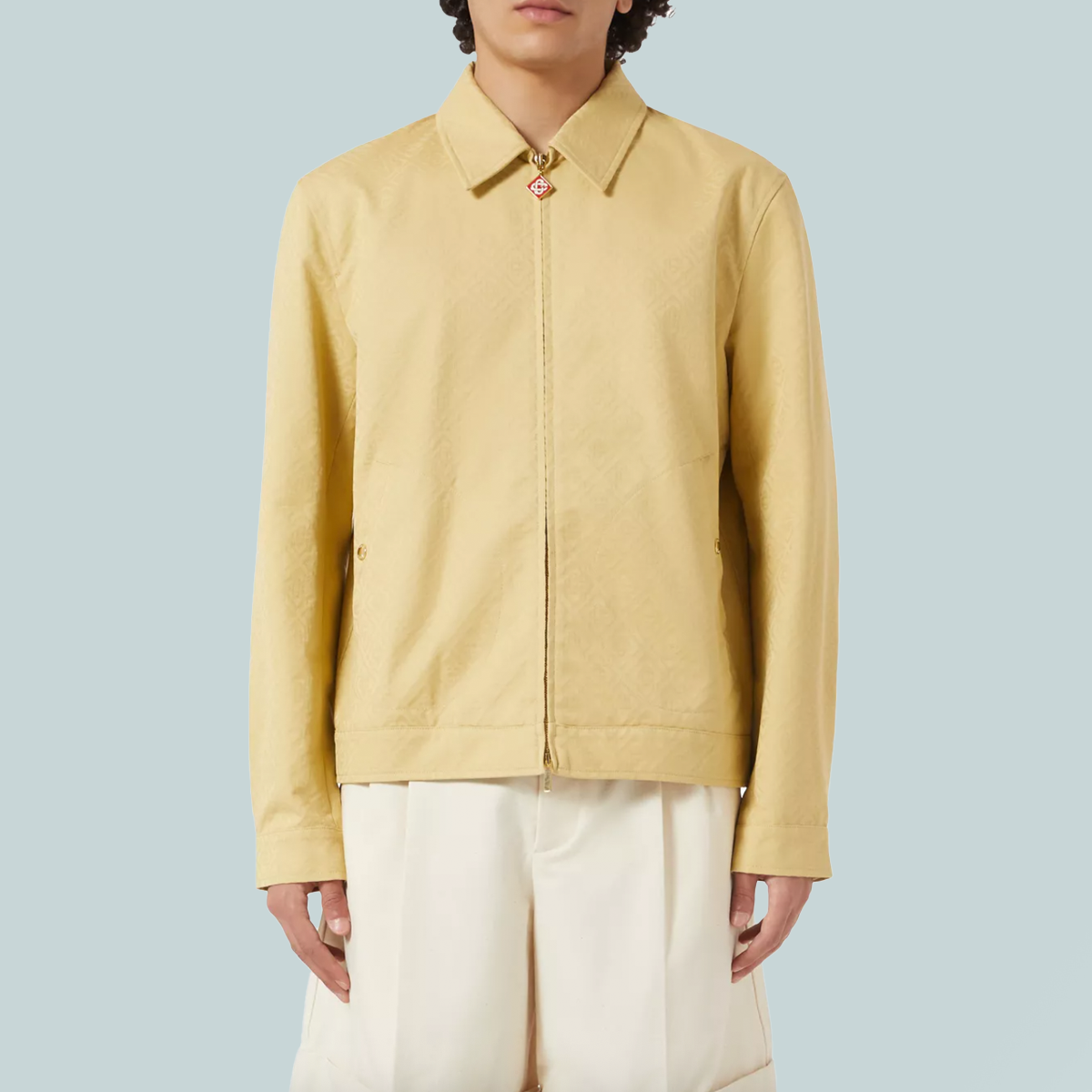 Cotton Monogram Jacquard Jacket Beige