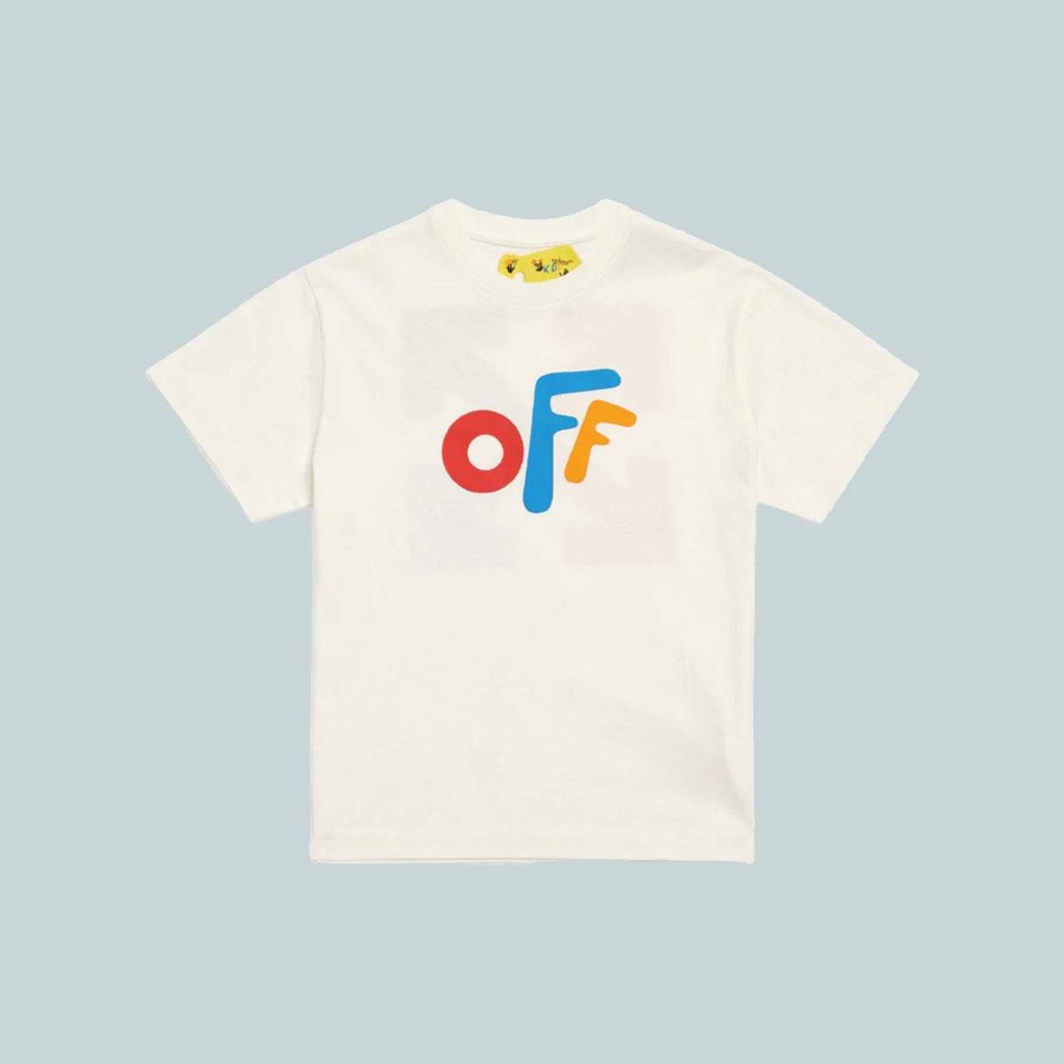 Kids off rounded tee shirt white