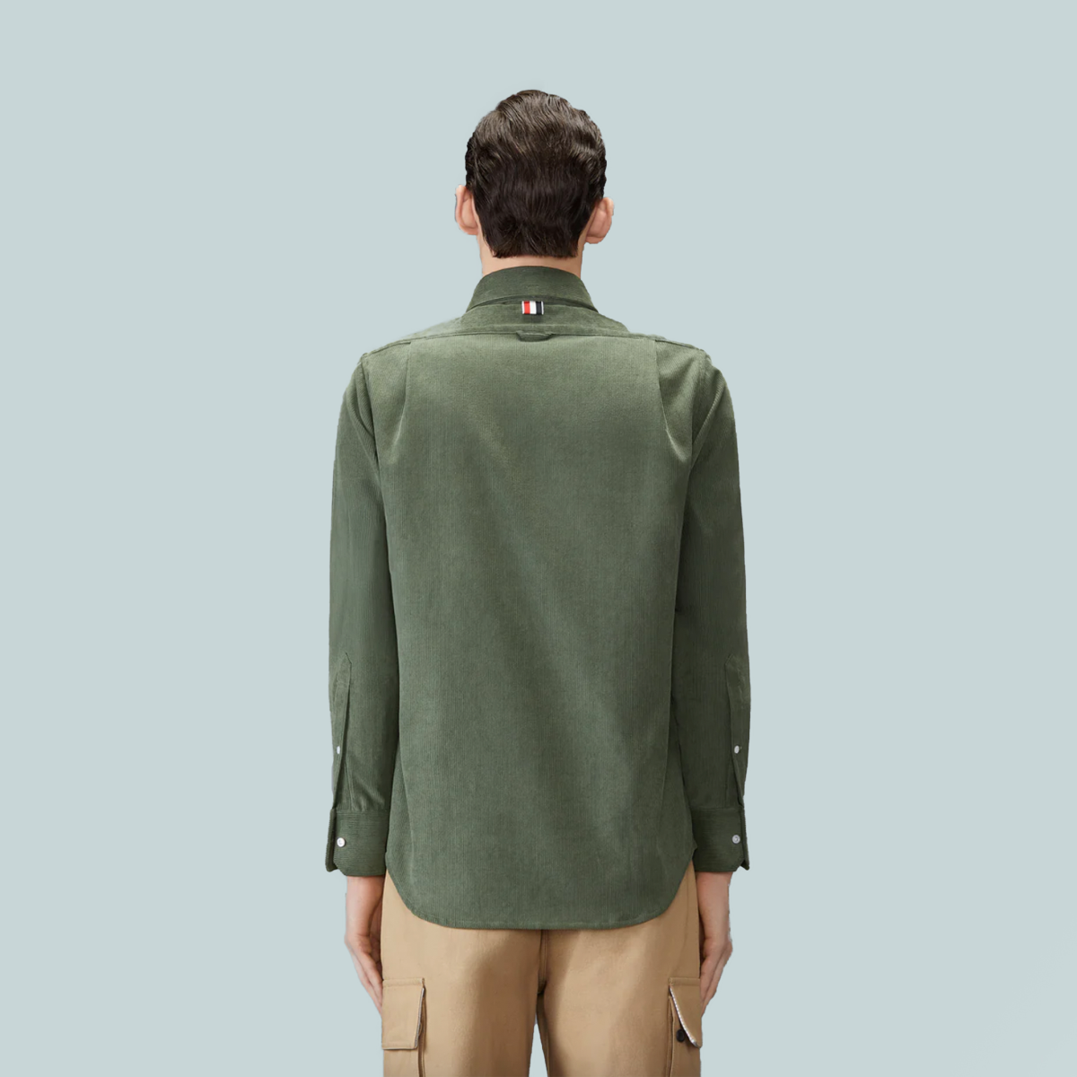 Straight Fit LS Shirt In Narrow Wale Corduroy Green