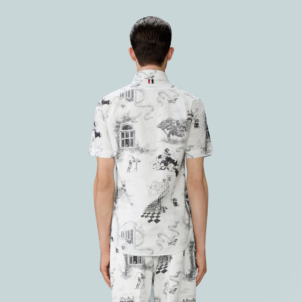 Poplin Hector Toile Short Sleeve Shirt White