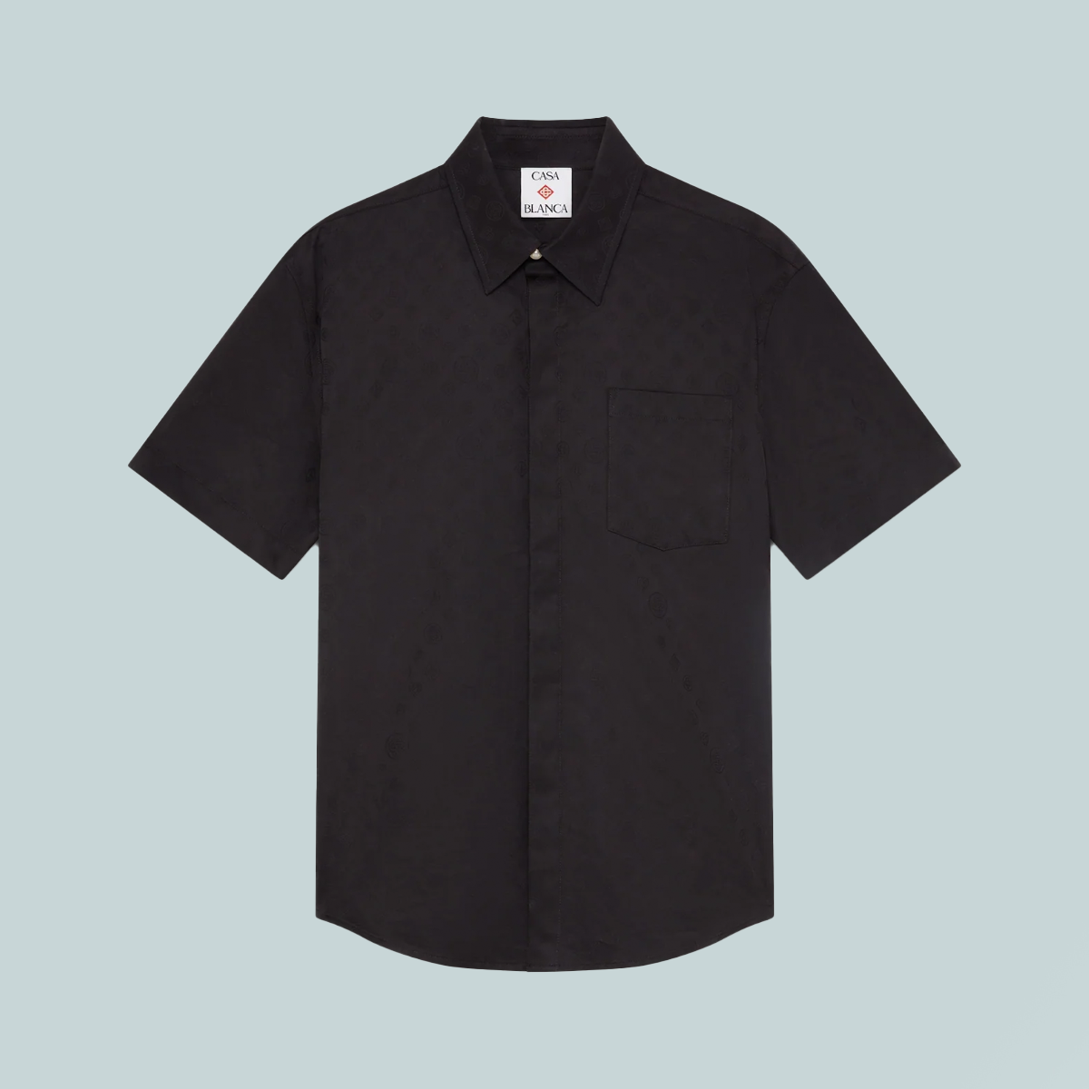 Monogram Cotton Short Sleeve Shirt Black